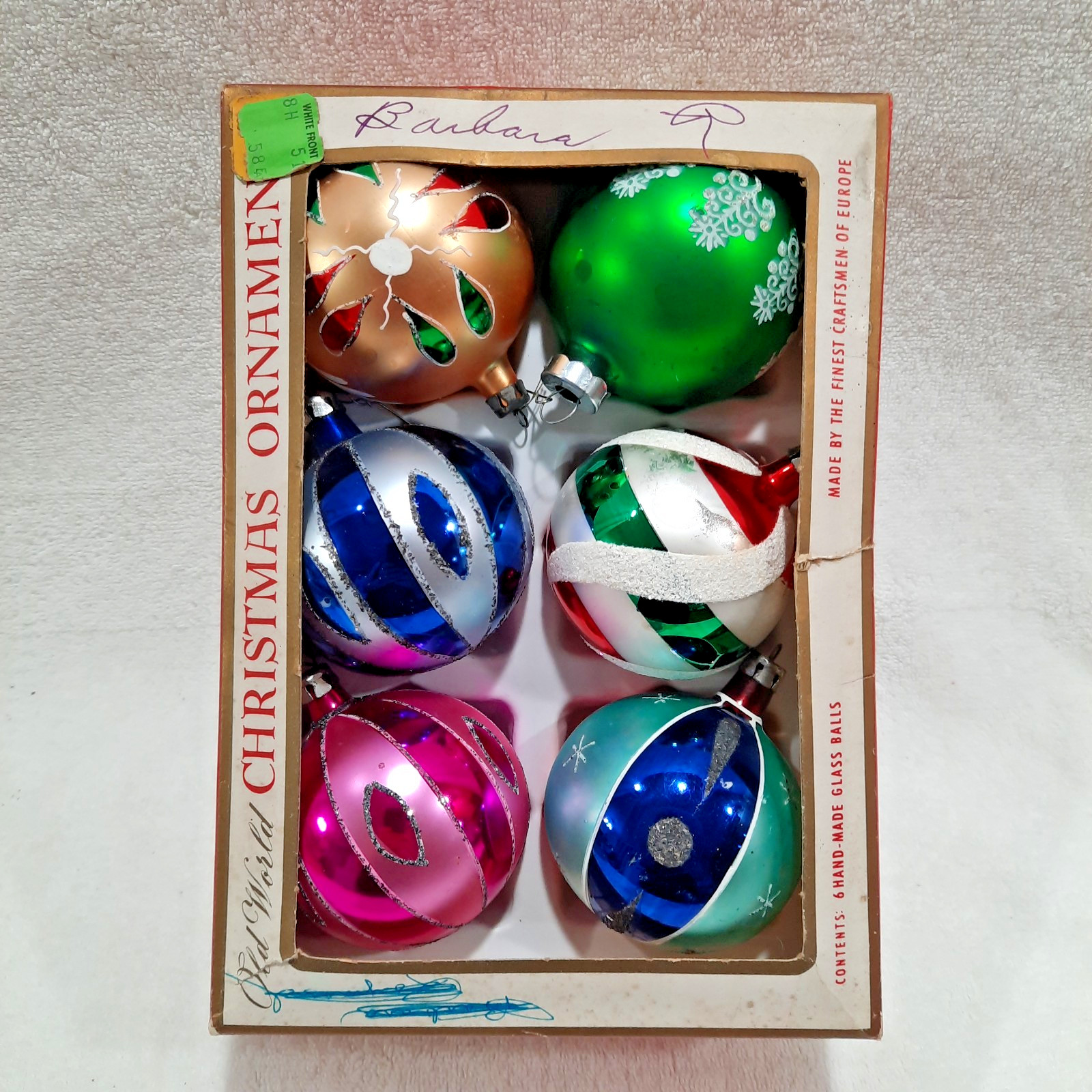 Vintage 1960s Glass Christmas Ornaments 5 Poland, 1 USA, Multicolor 3 Vintage 1960s Glass Christmas Ornaments 5 Poland, 1 USA, Multicolor 3