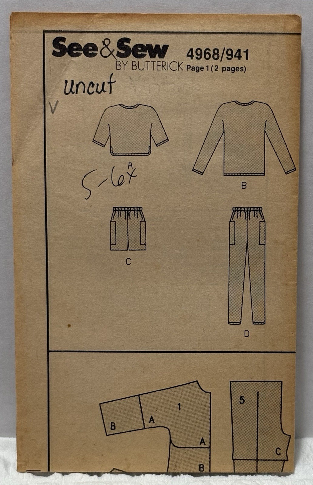 Butterick 4968/941 Tops, Pants, Shorts *PREOWNED* UNUSED Butterick 4968/941 Tops, Pants, Shorts *PREOWNED* UNUSED