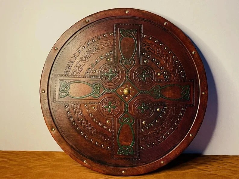 Scottish Targe Celtic Cross Wooden Shield Handmade Celtic Viking Shield Scottish Targe Celtic Cross Wooden Shield Handmade Celtic Viking Shield