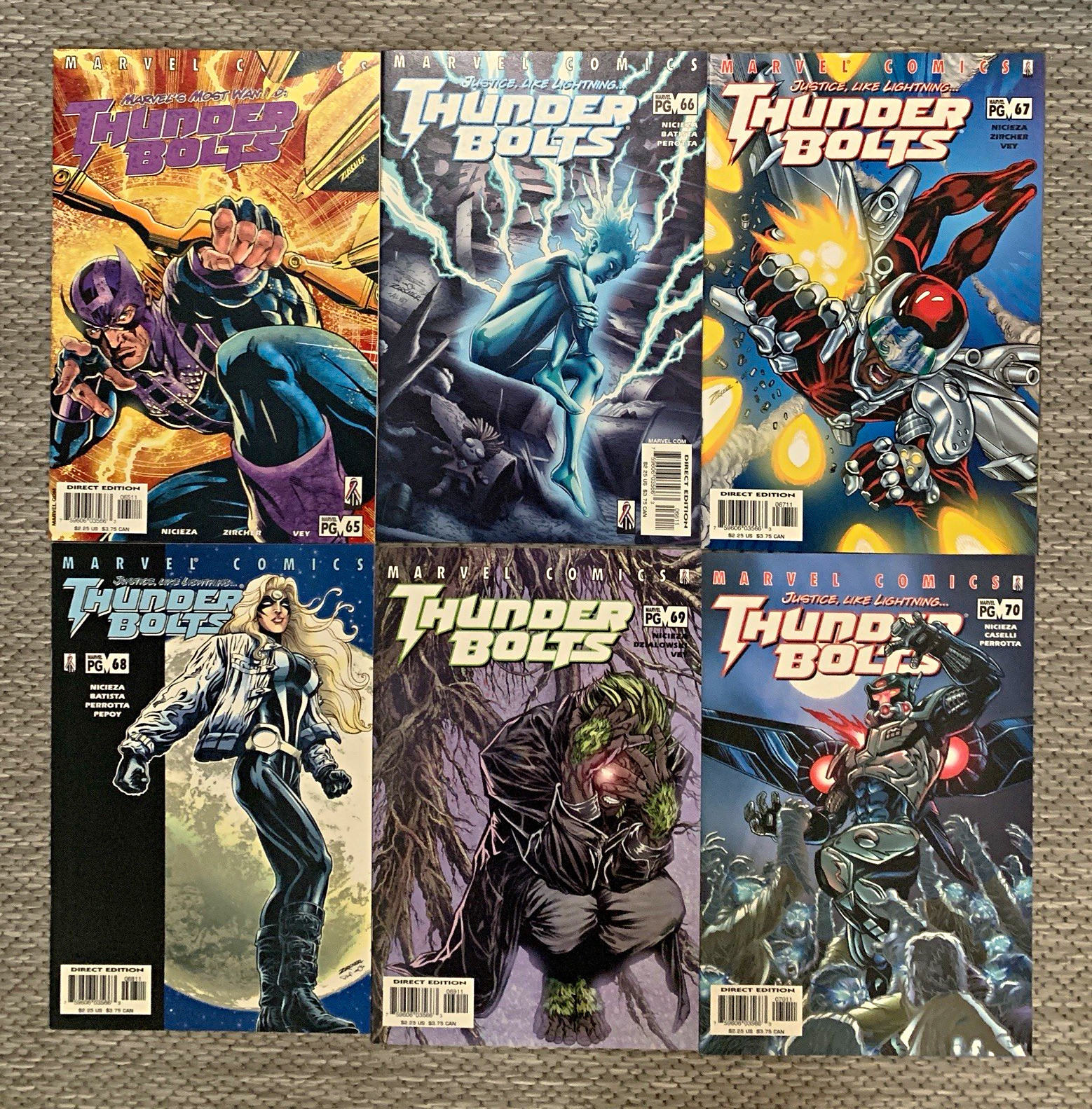 MARVEL Comics Lot of THUNDERBOLTS #65 66 67 68 69 70 VF/NM Fabian Nicieza MARVEL Comics Lot of THUNDERBOLTS #65 66 67 68 69 70 VF/NM Fabian Nicieza