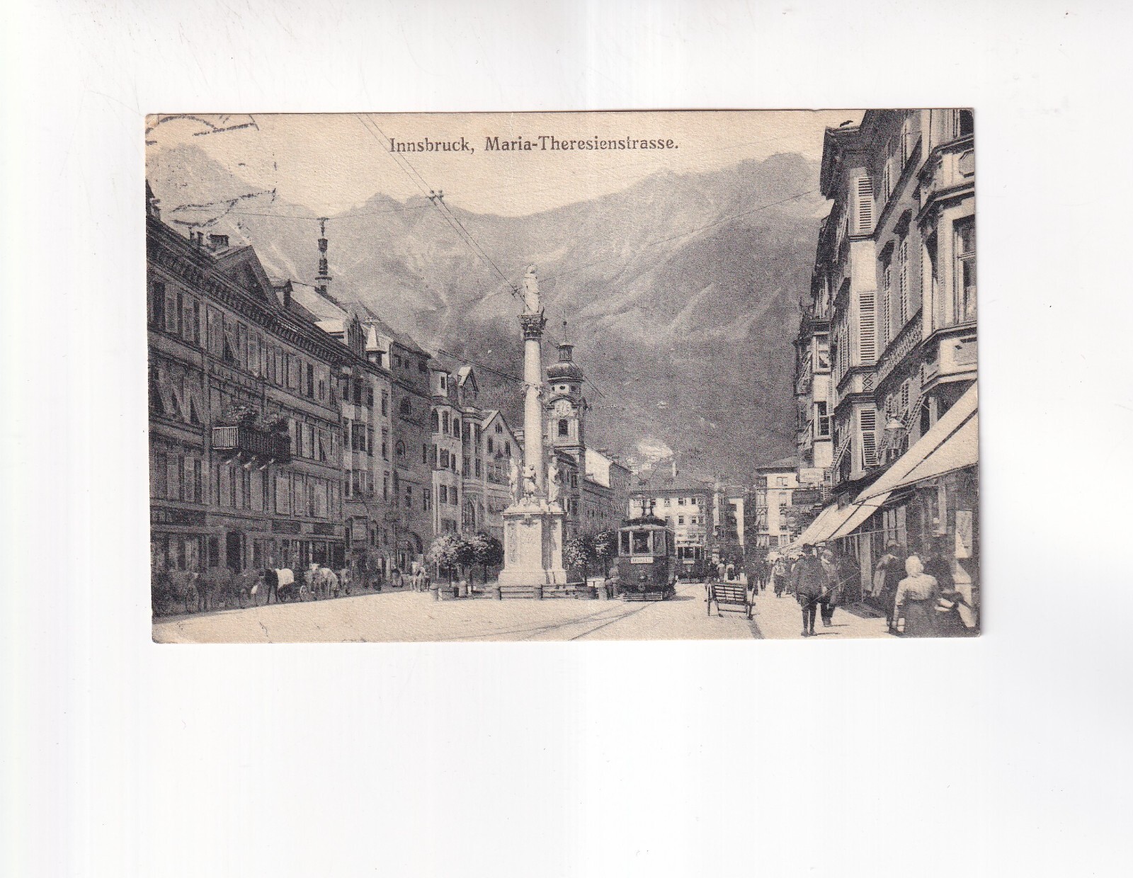 7600) Postcard Postcard Innsbruck Street Tram Horses 1923 additional postage