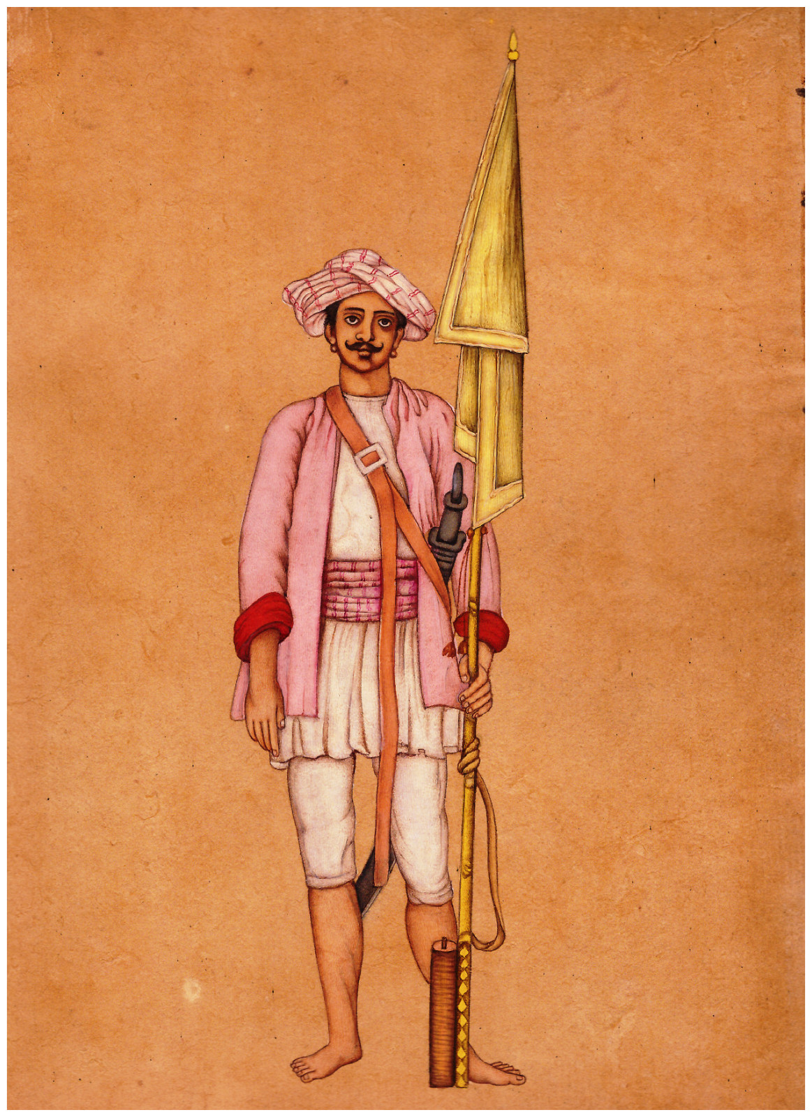 Vintage 1980's Fine Detailed Portrait Indian Men company School Style Painting