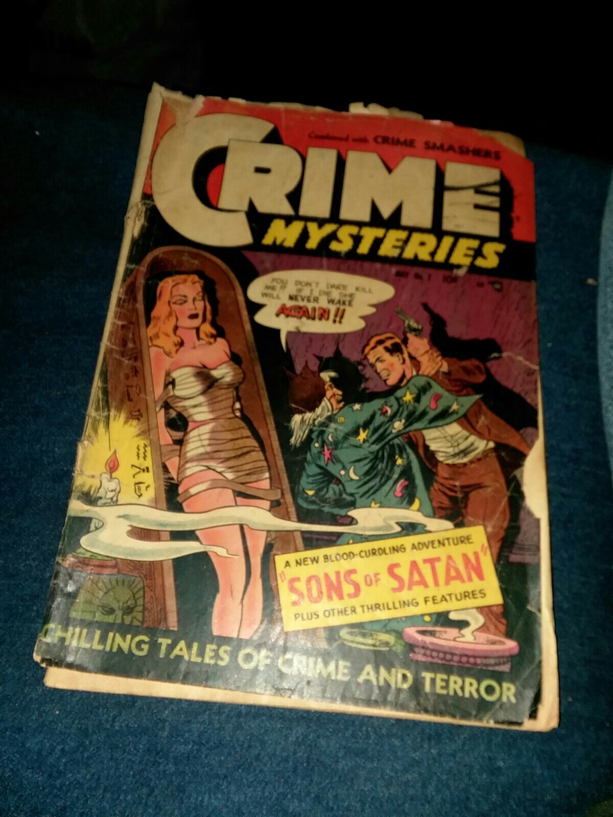 CRIME MYSTERIES 7 ribage comics 1953 golden age Horror crime GGA bondage cover CRIME MYSTERIES 7 ribage comics 1953 golden age Horror crime GGA bondage cover