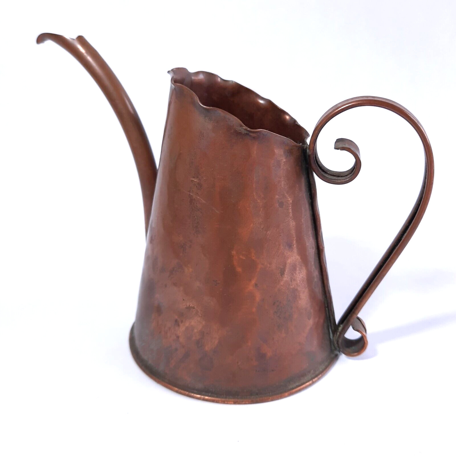 Gregorian Copper Hand Hammered Watering Can Fluted Rim #98 Vintage Mid Century
