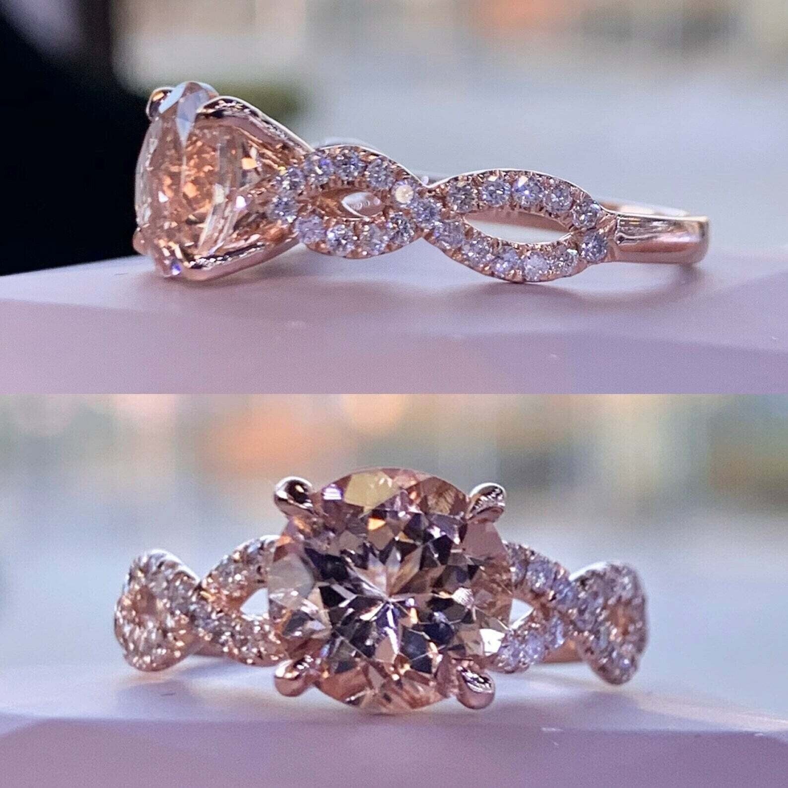 1.50Ct Round Lab Created Morganite Solitaire Ring 14K Rose Gold Plated Silver