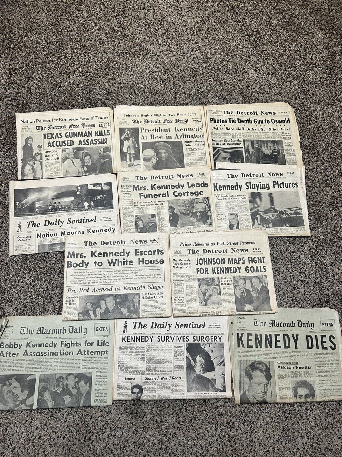Kennedy Assassinations Newspapers Detroit - 1968 1963 - JFK RFK Oswald - Lot 11 Kennedy Assassinations Newspapers Detroit - 1968 1963 - JFK RFK Oswald - Lot 11