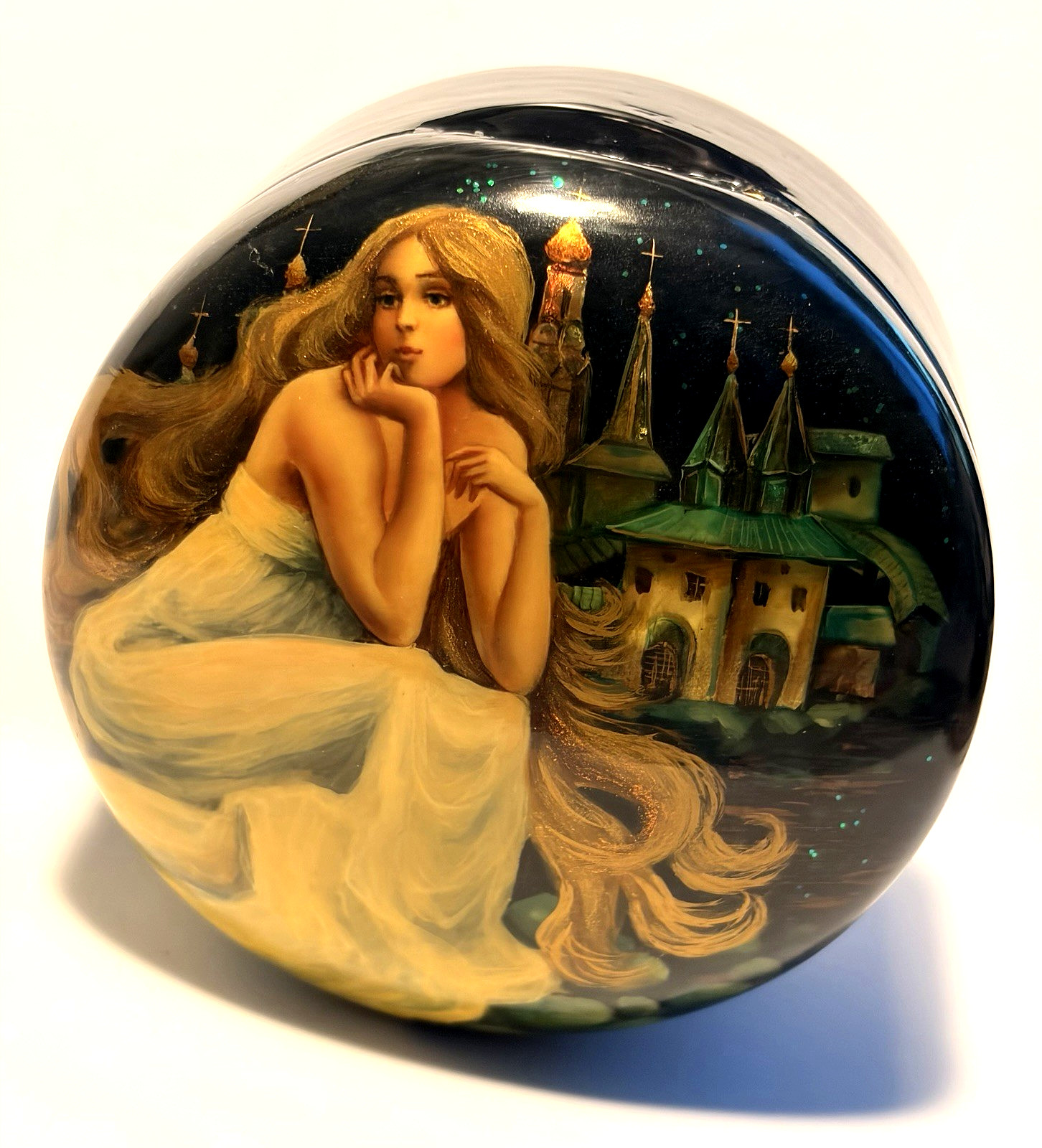 VTG Fedoskino Russian lacquer box Golden Hair VTG Fedoskino Russian lacquer box Golden Hair