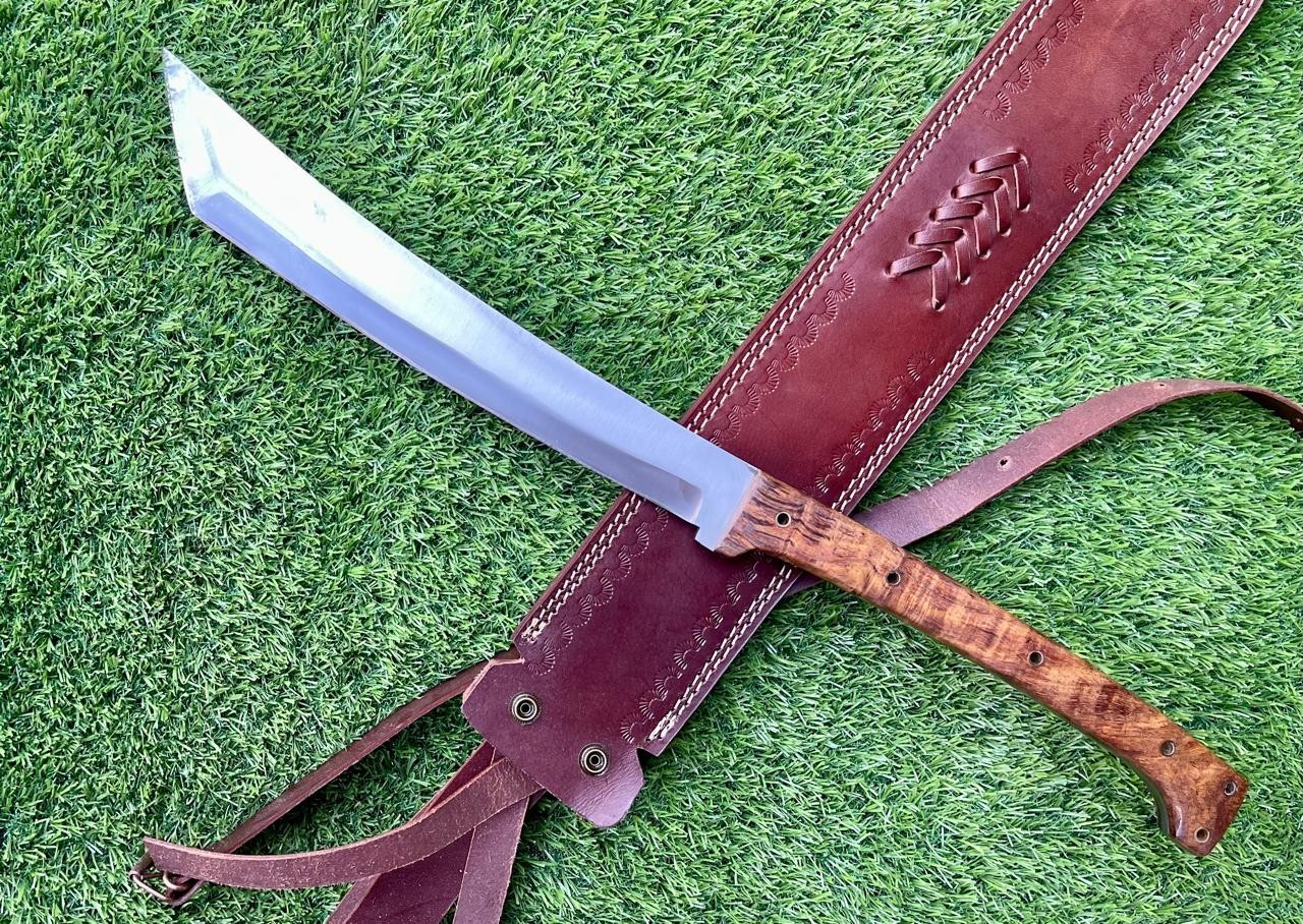 Awesome Custom Handmade Hand Forged 21 inches Camping Sword with leather sheath