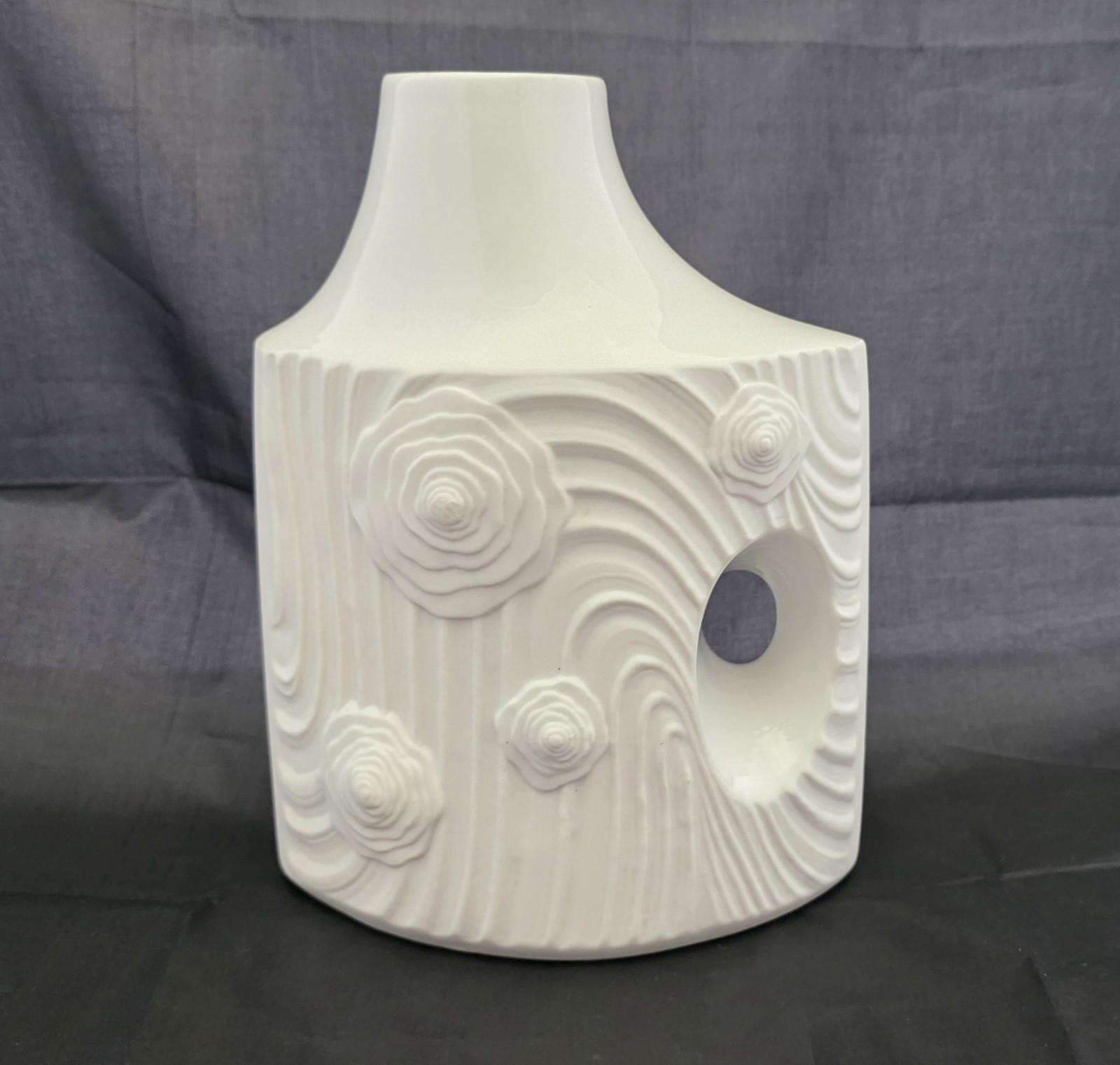 Vtg Schumann Arzberg White Op Art Bisque Porcelain Vase MCM West Germany 1093/20 Vtg Schumann Arzberg White Op Art Bisque Porcelain Vase MCM West Germany 1093/20