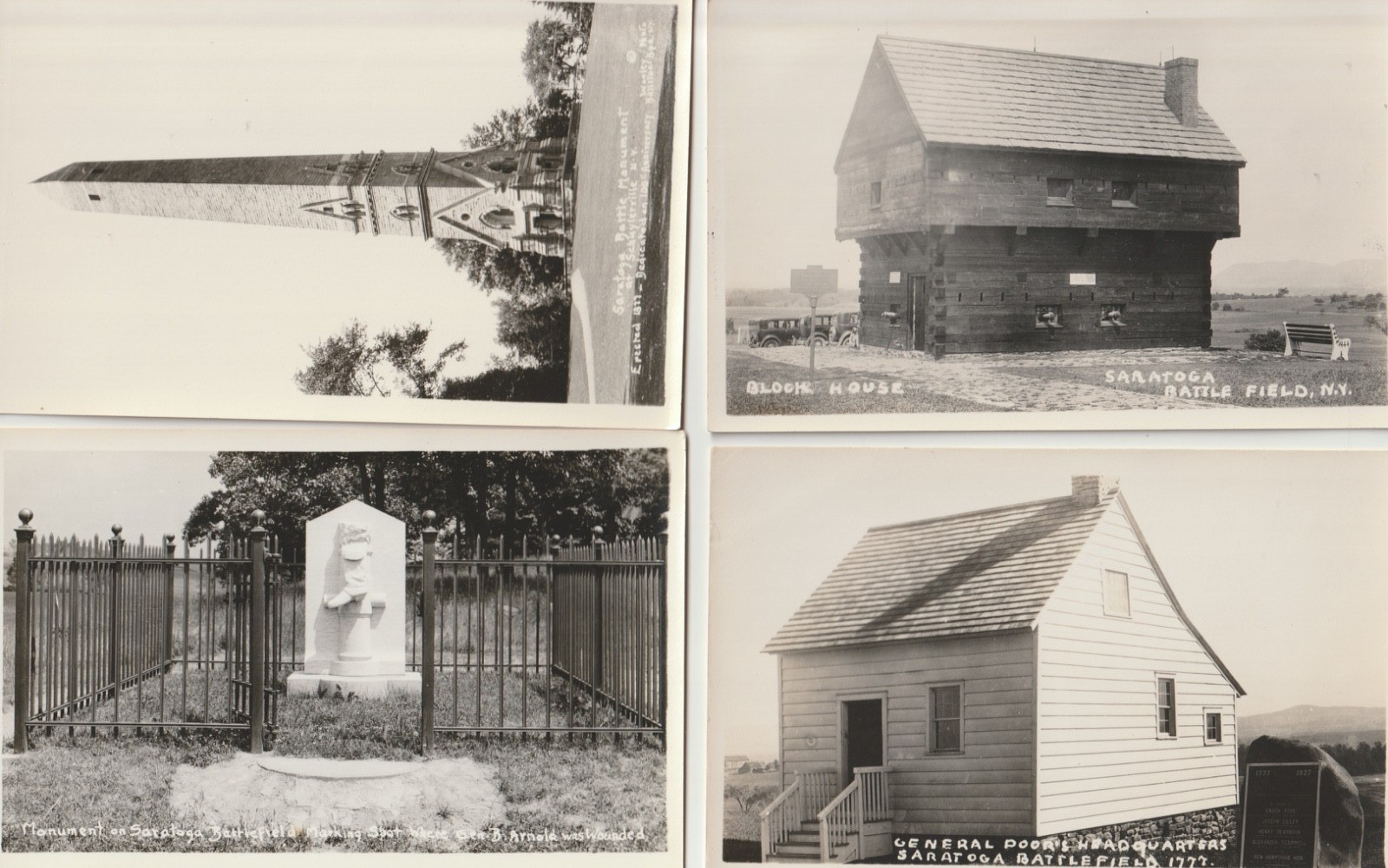 VINTAGE RPPC: LOT OF 4 - SARATOGA BATTLEFIELD, N.Y. 1777, REVOLUTIONARY WAR