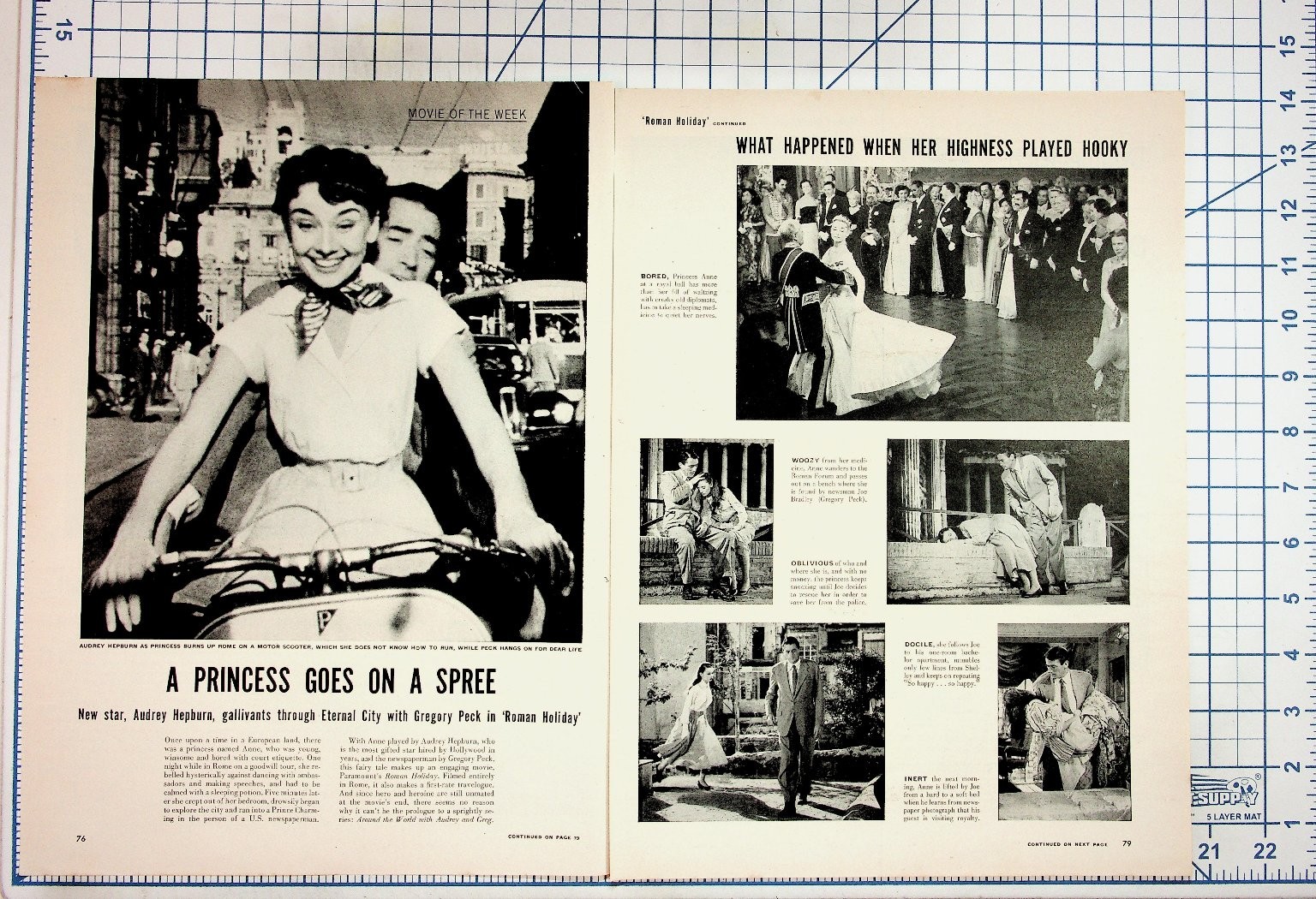 1953 Roman Holiday Audrey Hepburn Gregory Peck Magazine Article & Ad 1953 Roman Holiday Audrey Hepburn Gregory Peck Magazine Article & Ad