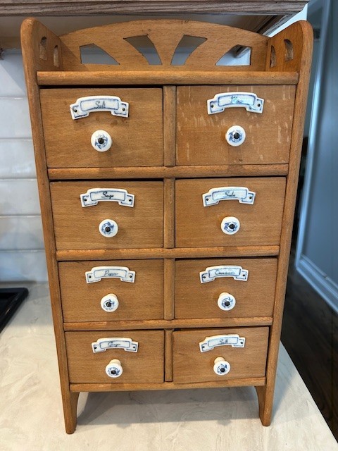 Antique Eight Drawer Wood Spice Apothecary Cabinet Primitive Cottagecore