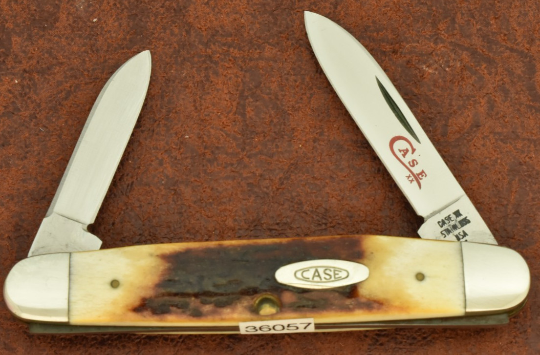 VINTAGE CASE XX USA 2 DOT 1978 RED SCROLL STAG CIGAR PEN KNIFE 5279 SSP (36057)