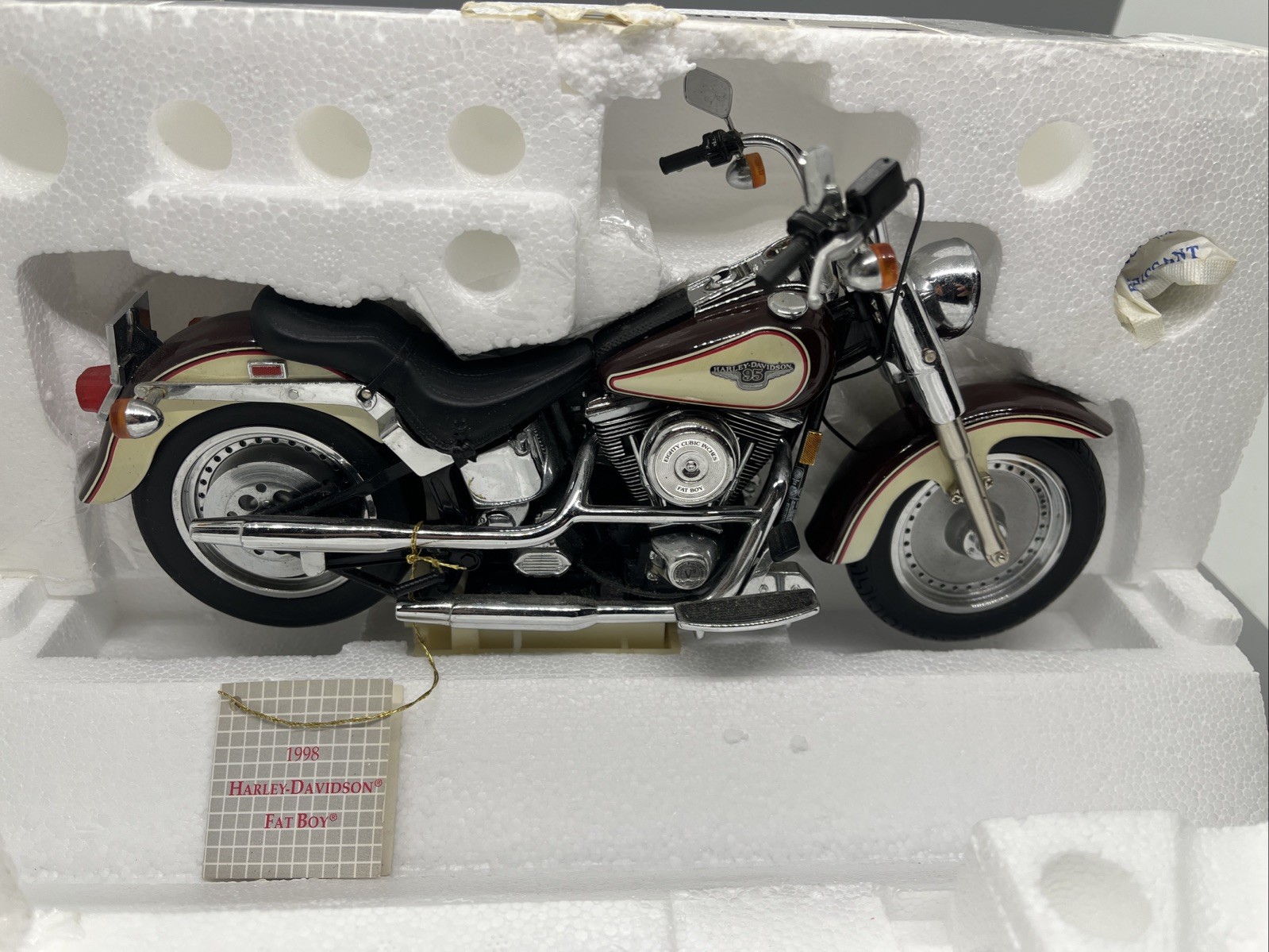 Franklin Mint 95th Anniversary 1998 Harley Davidson Fat Boy 1/10 Scale w/Box