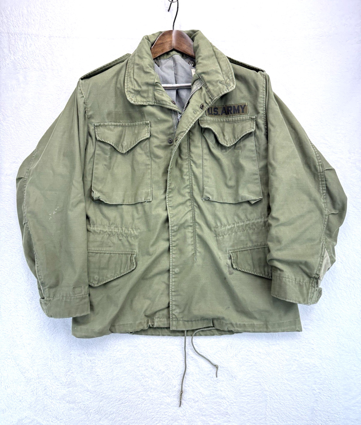 Vintage 1968 US Army M65 Field Jacket Vietnam Era OG107 Scovill Small Short
