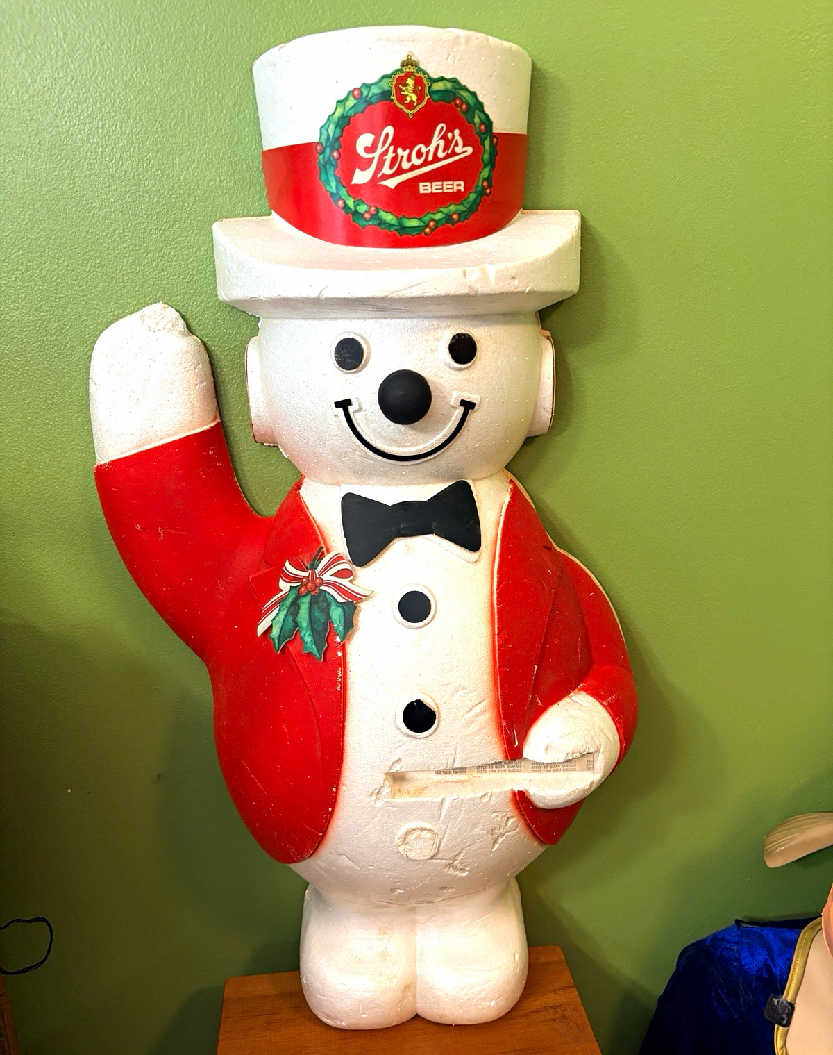 Vintage Stroh's Beer Christmas Styrofoam Snowman Advertising Store Display 26” Vintage Stroh's Beer Christmas Styrofoam Snowman Advertising Store Display 26”
