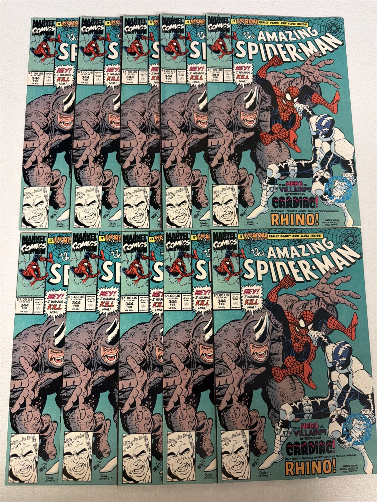 Amazing Spider-Man #344 x10 Copies 1991 1st Cardiac & Cletus Kasady Marvel *Q6