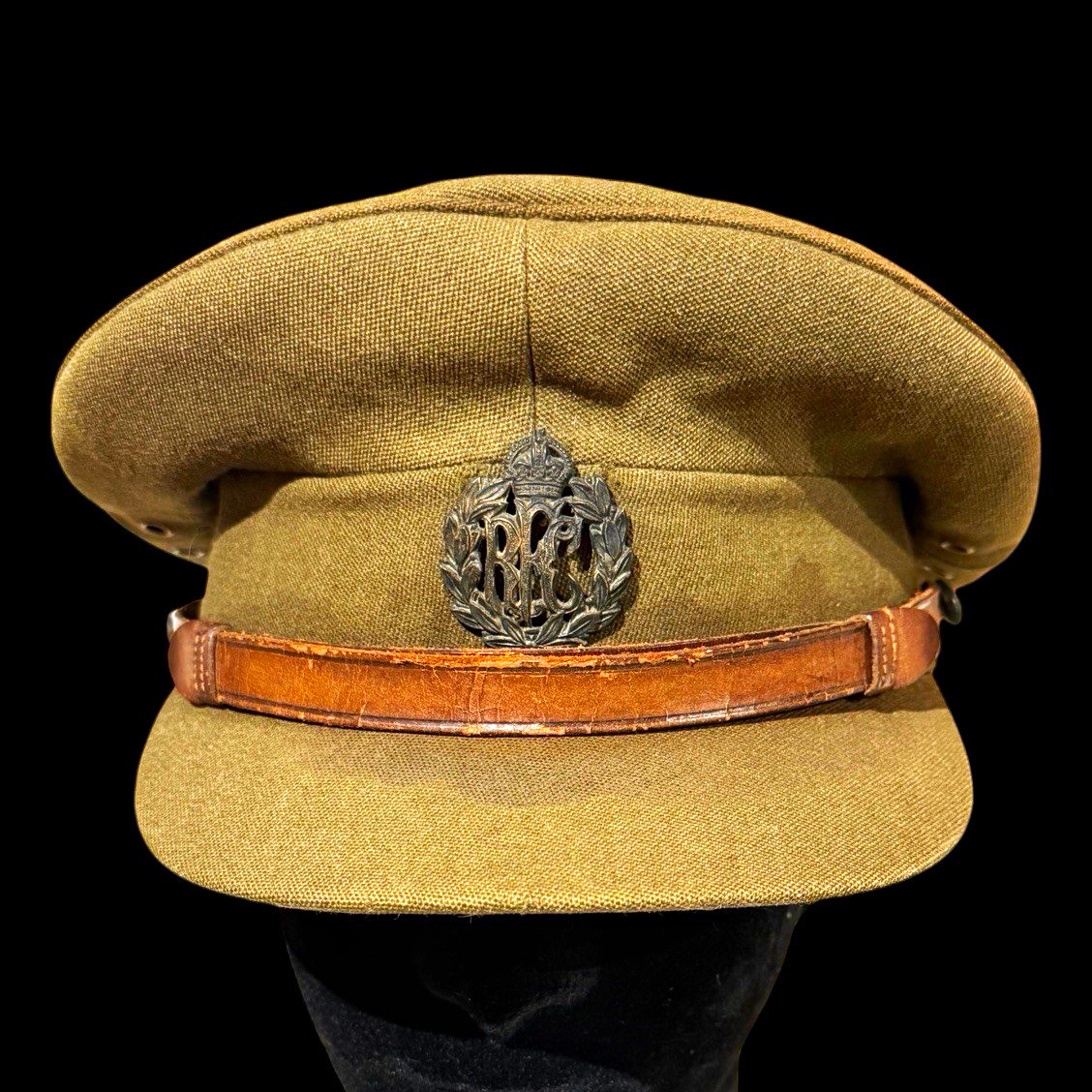 RARE WWI BRITISH ROYAL FLYING CORPS NAMED VISOR CAP RARE WWI BRITISH ROYAL FLYING CORPS NAMED VISOR CAP