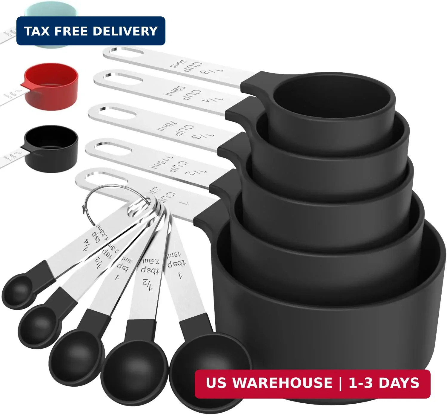 Measuring Cups & Spoons Set, Stackable Cups and Spoons | Nesting Measure Cups wi Measuring Cups & Spoons Set, Stackable Cups and Spoons | Nesting Measure Cups wi