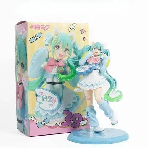 18CM Hatsune Miku Cat Eat Ver PVC Anime Figure Collectible Model Statue Toy Gift