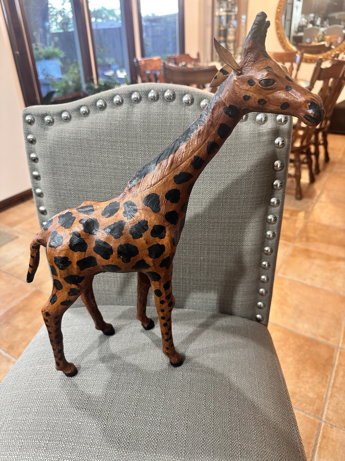 Vintage Leather Wrapped Giraffe sculpture Vintage Leather Wrapped Giraffe sculpture