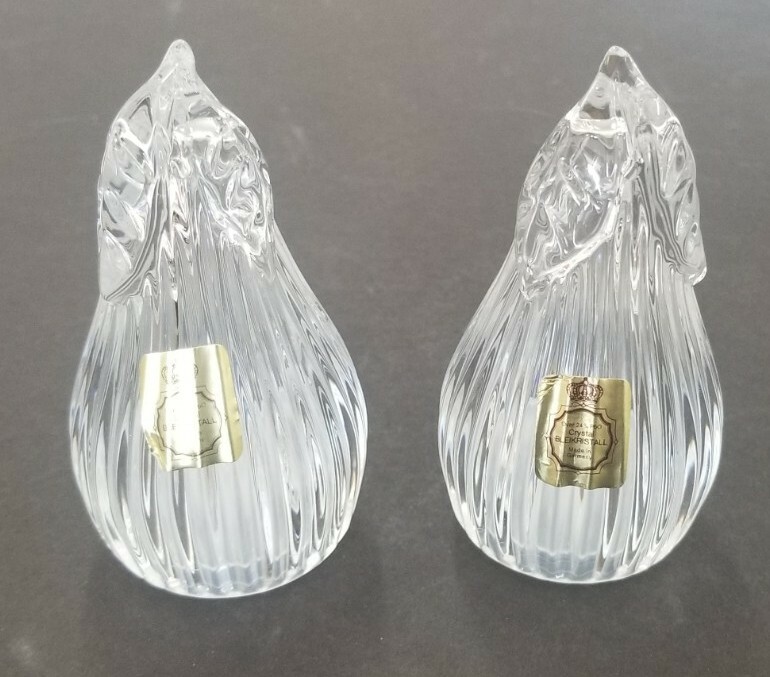 Bleikristal (Germany) 24% Lead Crystal Salt & Pepper Shakers Eggplant Shape