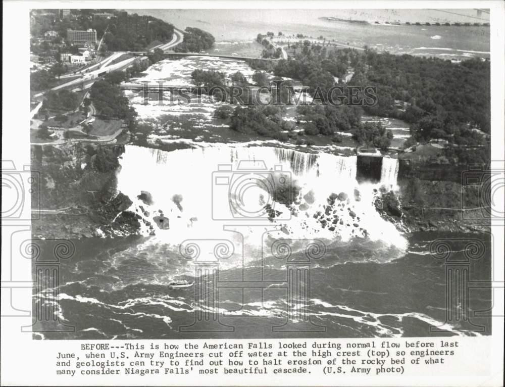 1969 Press Photo Aerial view of Niagara\'s American Falls. - lrx97759 1969 Press Photo Aerial view of Niagara\'s American Falls. - lrx97759
