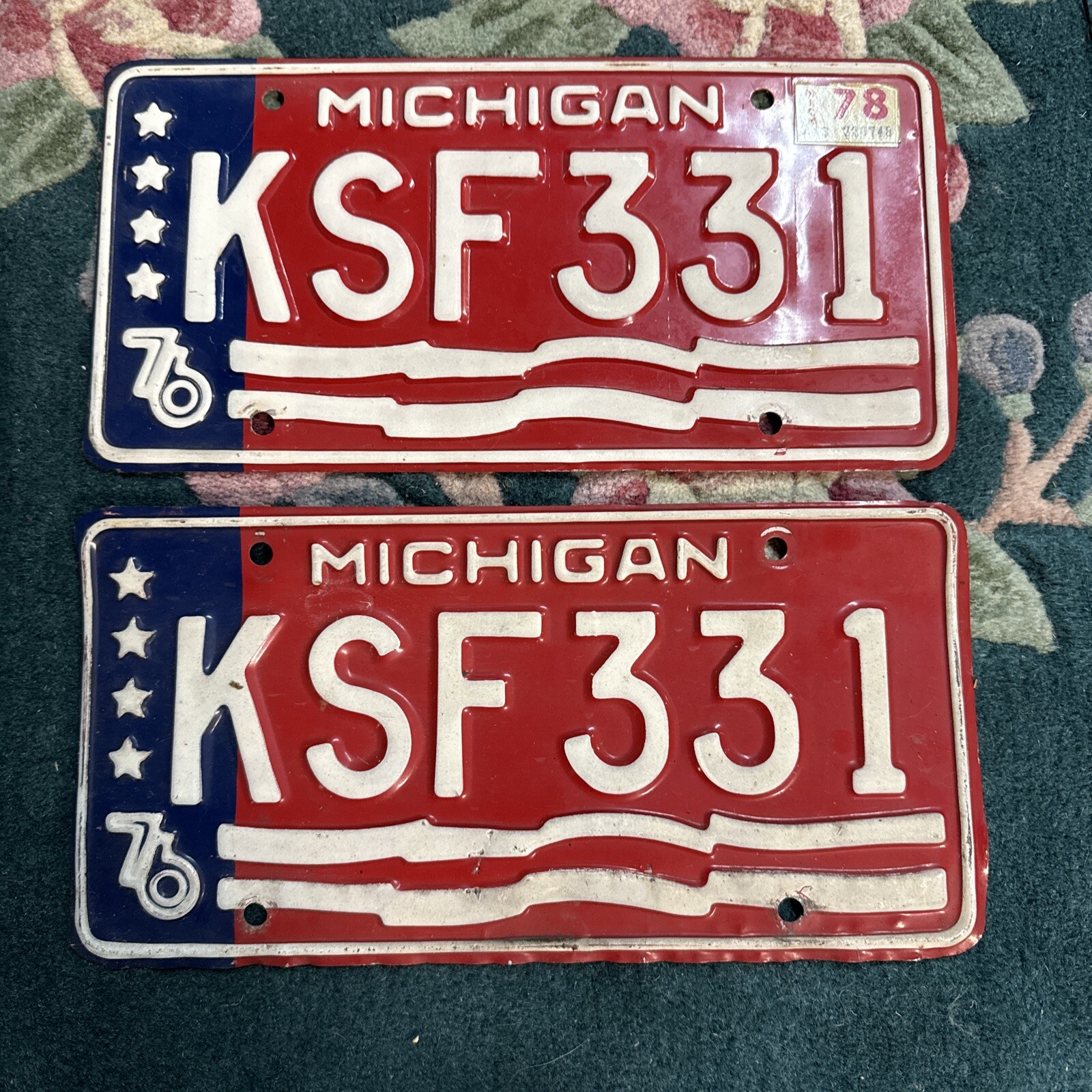 1976 Michigan License Plate Pair Bicentennial # KSF331