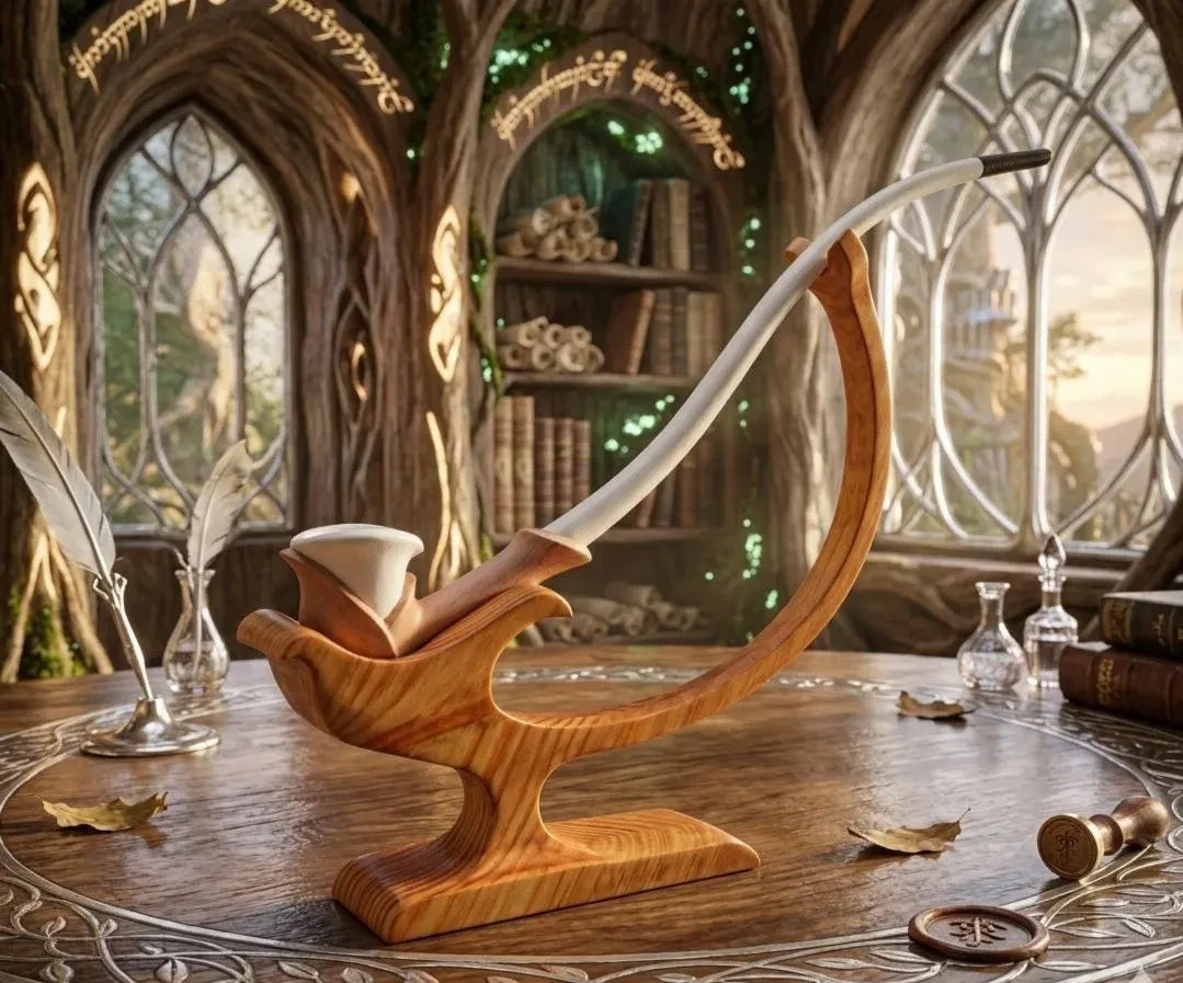 Handmade Elven Wizard Clay Pipe – Fantasy Smoking Pipe, Tolkien-Inspired Gift