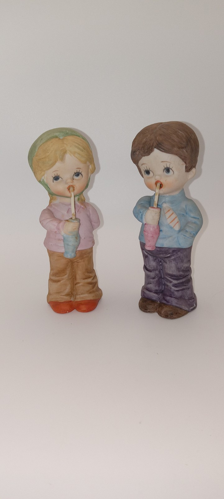 Vintage Adorable Boy Girl Summertime Soda Pop Porcelain Label Japan Lefton Vintage Adorable Boy Girl Summertime Soda Pop Porcelain Label Japan Lefton