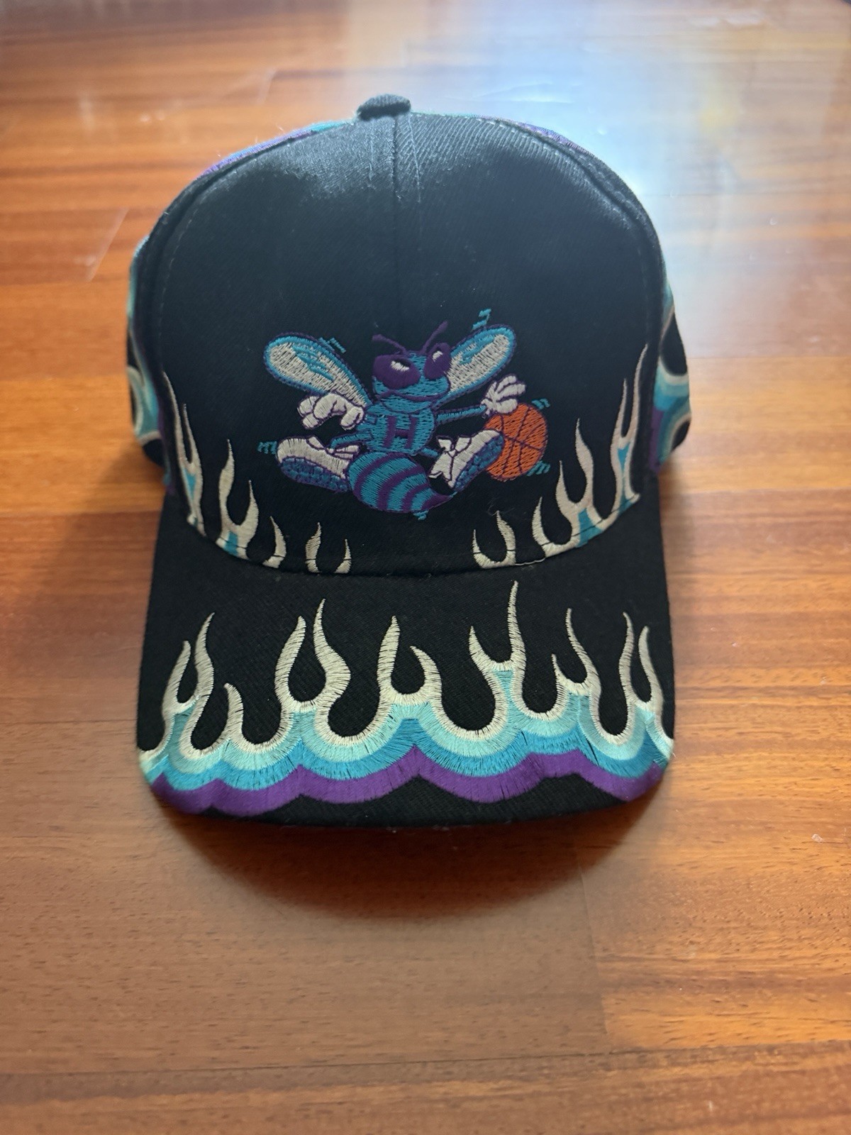 Vintage 90s Charlotte Hornets Flames Snapback Hat Made in Korea NBA Ultra Rare Vintage 90s Charlotte Hornets Flames Snapback Hat Made in Korea NBA Ultra Rare