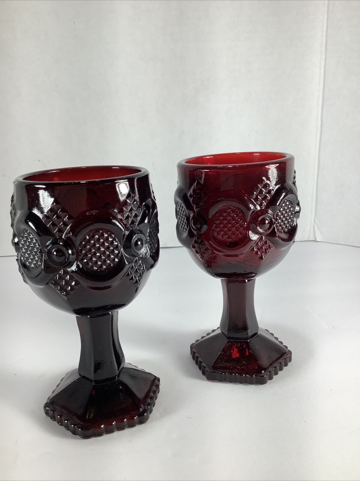 Set of 2~Vintage Avon 1876 Cape Cod Ruby Red 4.5” Cordial Glasses