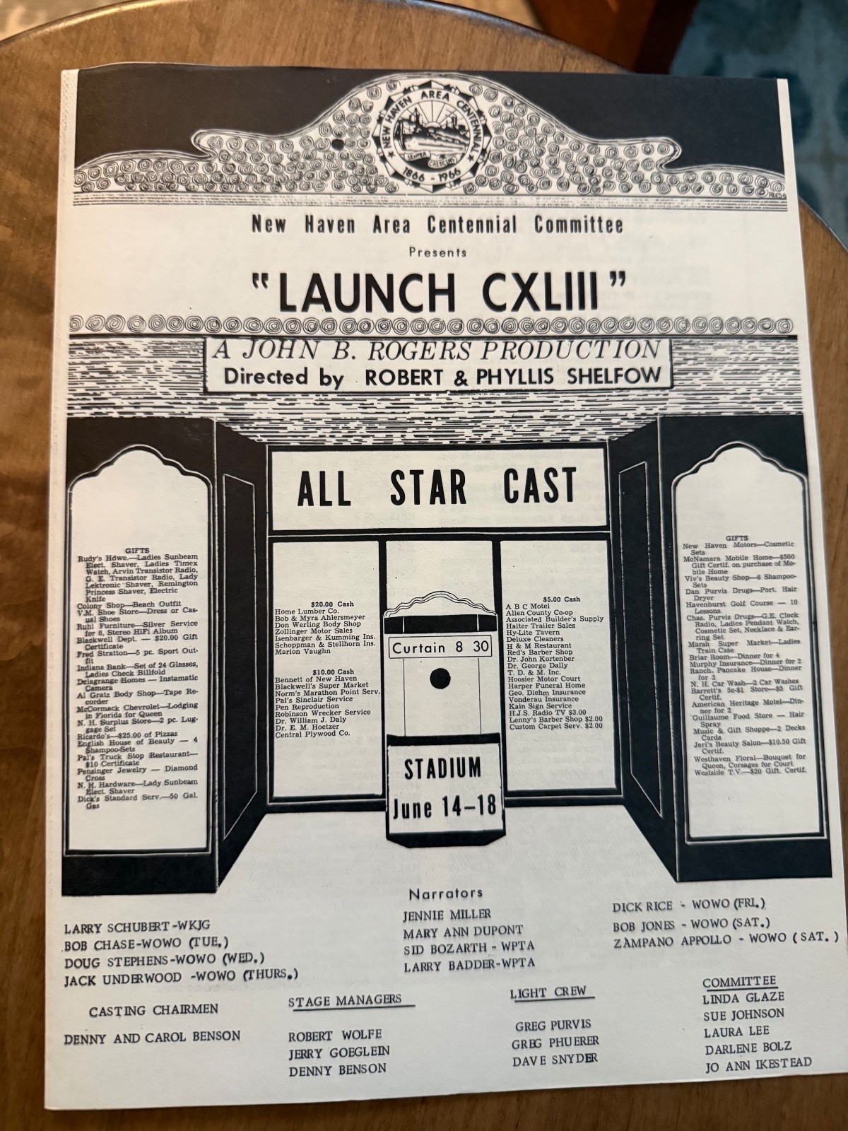 Vintage 1966 Play Program New Haven Indiana Centennial Committee
