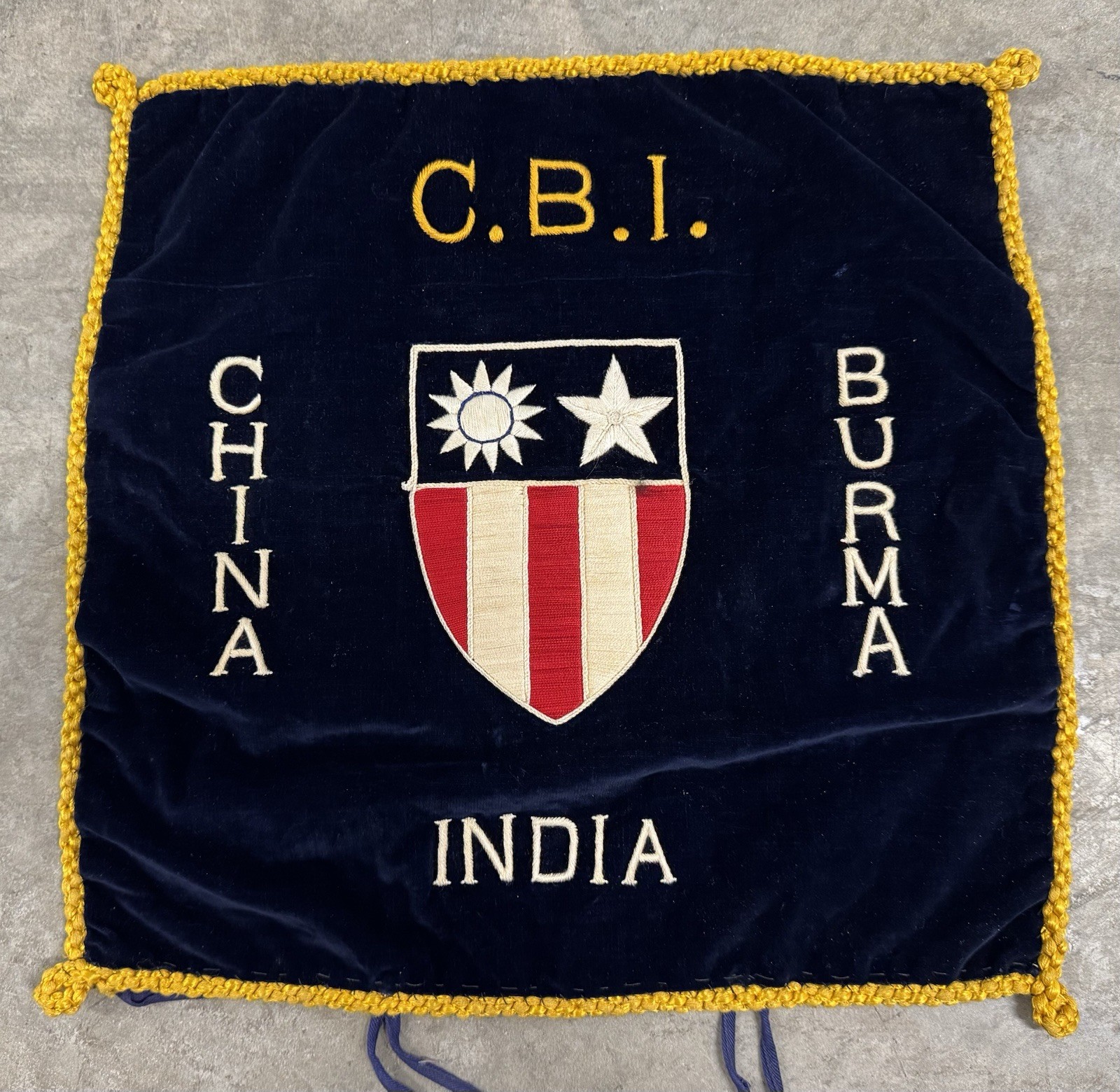 Vintage WW2 Souvenir CBI Pillow Cover Theater Made China Burma Flying Tigers 40s