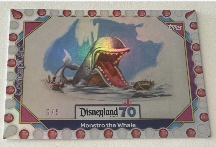 Topps Disneyland 70th Red White Bulb Lightbulb Monstro The Whale Art Card 5/5