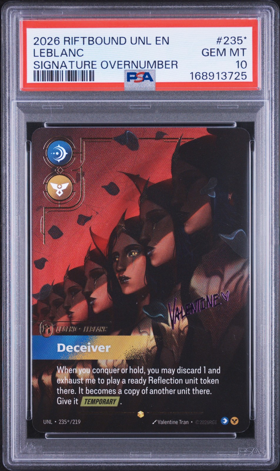 2026 RIFTBOUND: LEAGUE OF LEGENDS UNL-UNLEASHED #235* LEBLANC - DECEIVER PSA 10