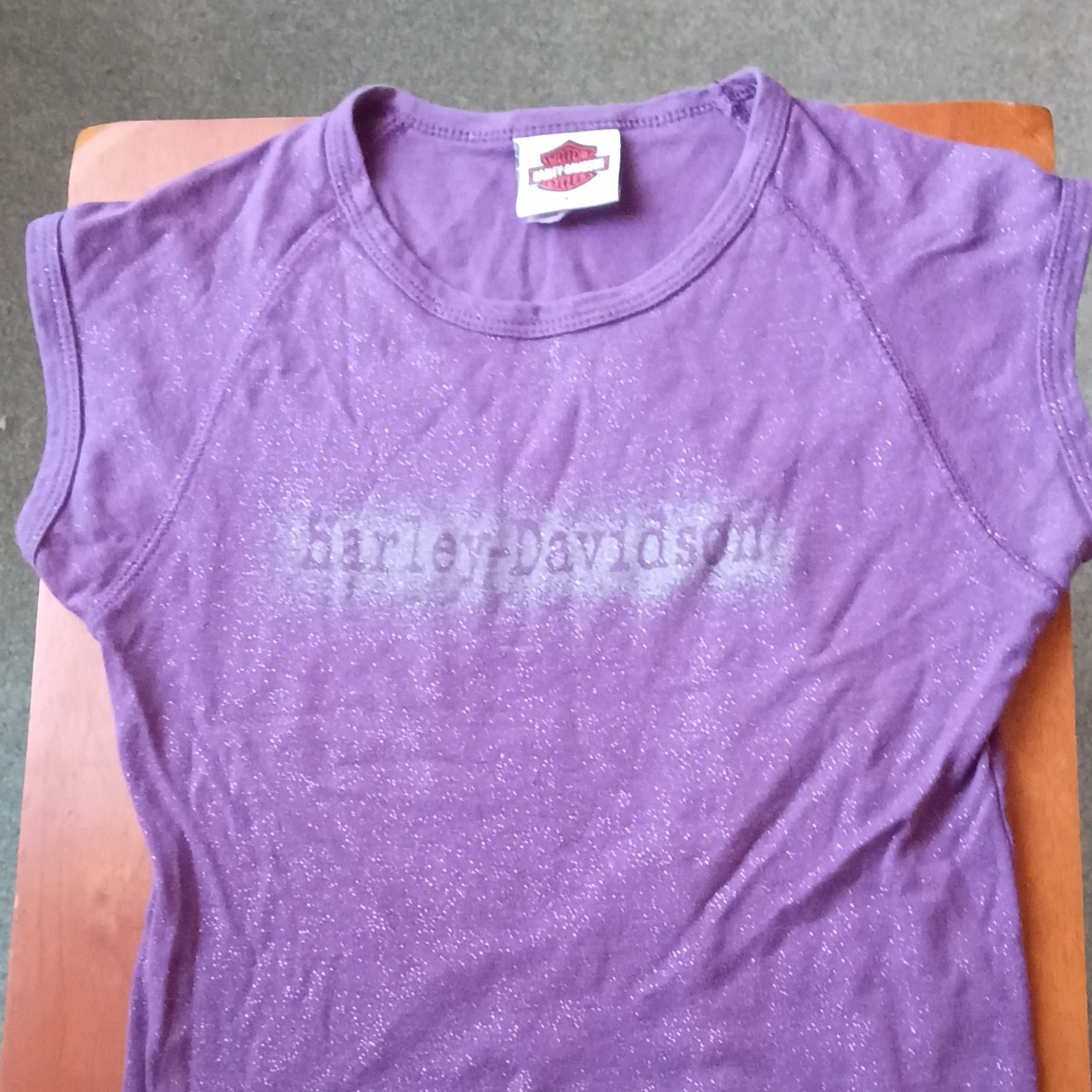 Harley-Davidson Fischer\'s Elgin IL Purple Glitter T-Shirt Size S