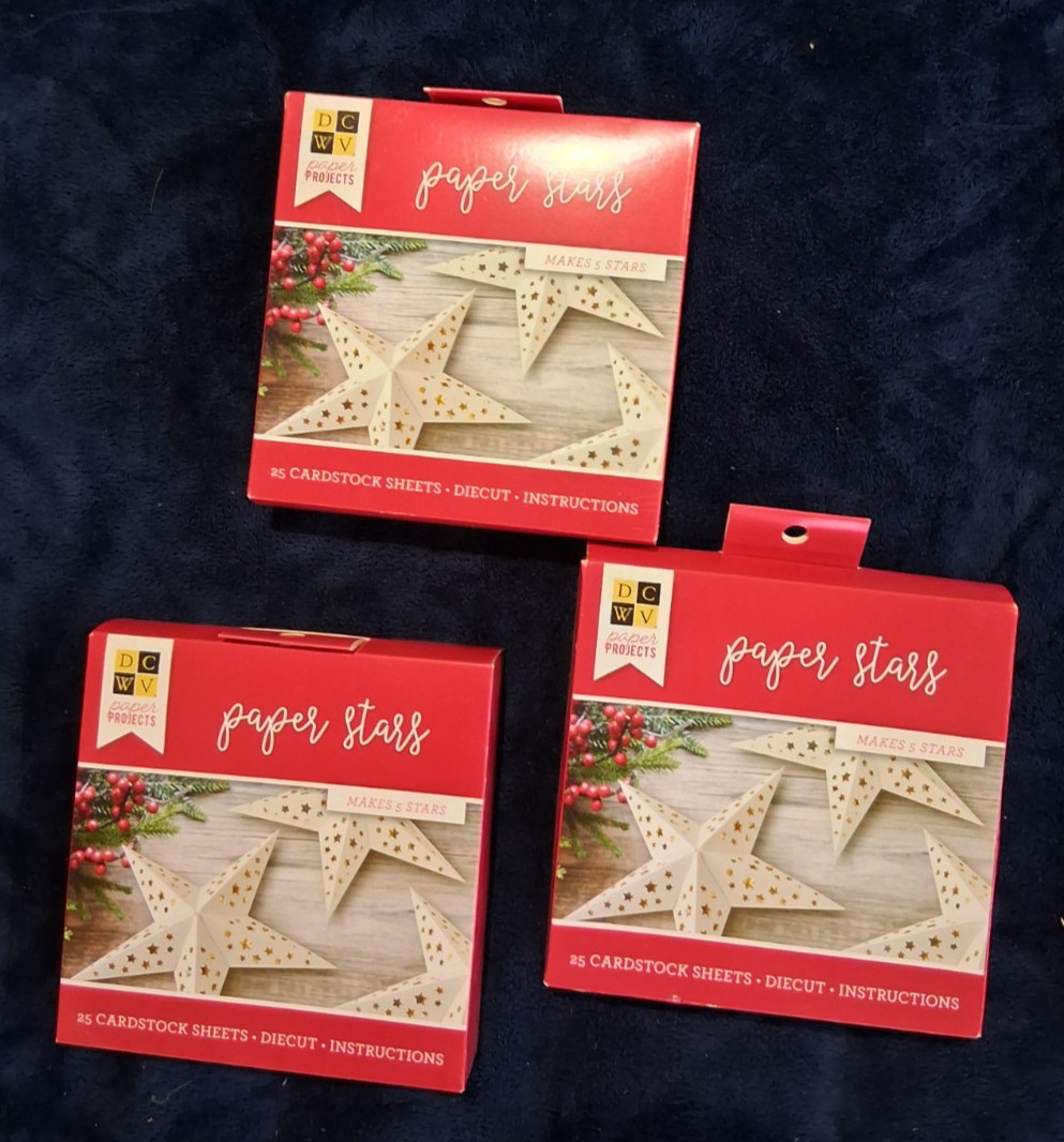 Lot of 3 DCWV Paper Projects Paper Stars Craft Kits Makes 15 Total Holiday NIP