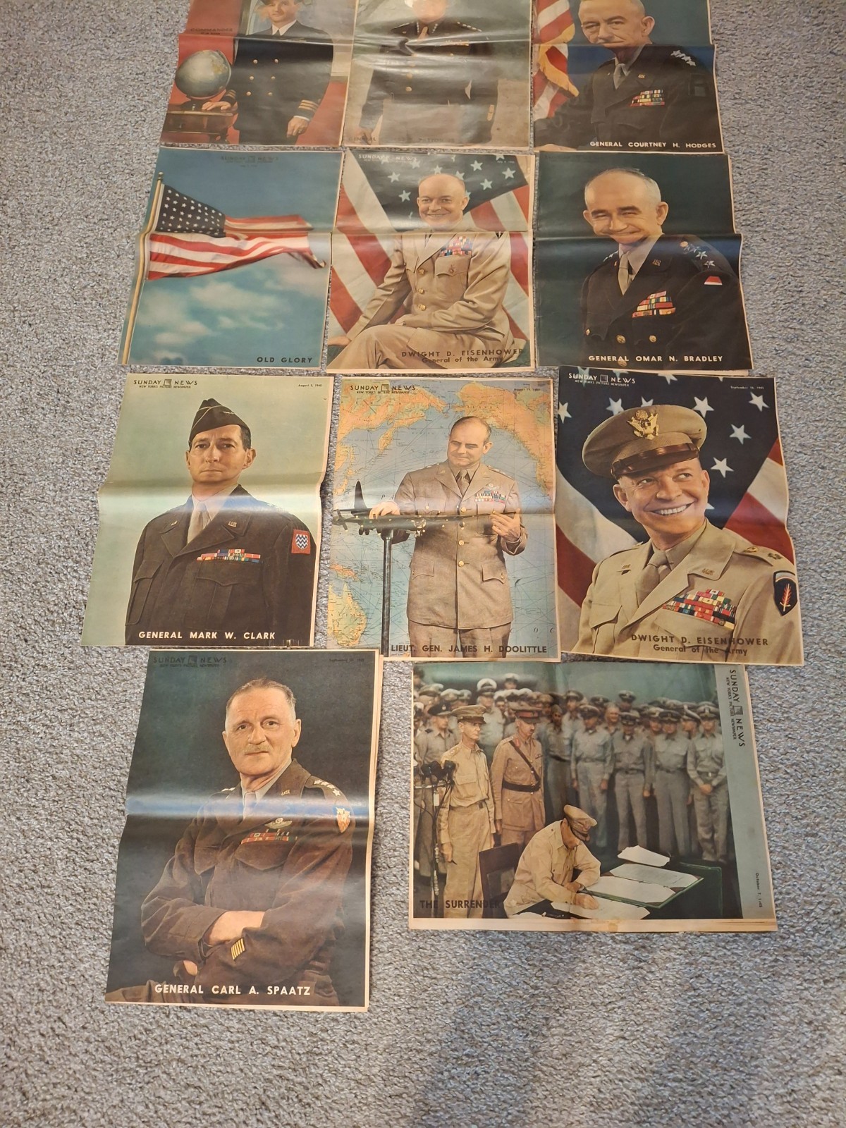 Rare 1945 NY Sunday News WWII Photo Lot 11pc Eisenhower Patton Doolittle (RT1018 Rare 1945 NY Sunday News WWII Photo Lot 11pc Eisenhower Patton Doolittle (RT1018