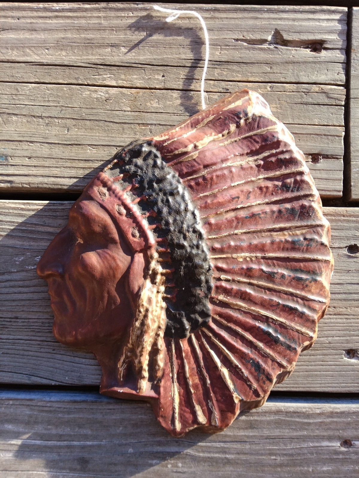 Mid-Century Chalkware Native American Indian Chief Head Dress Mid-Century Chalkware Native American Indian Chief Head Dress