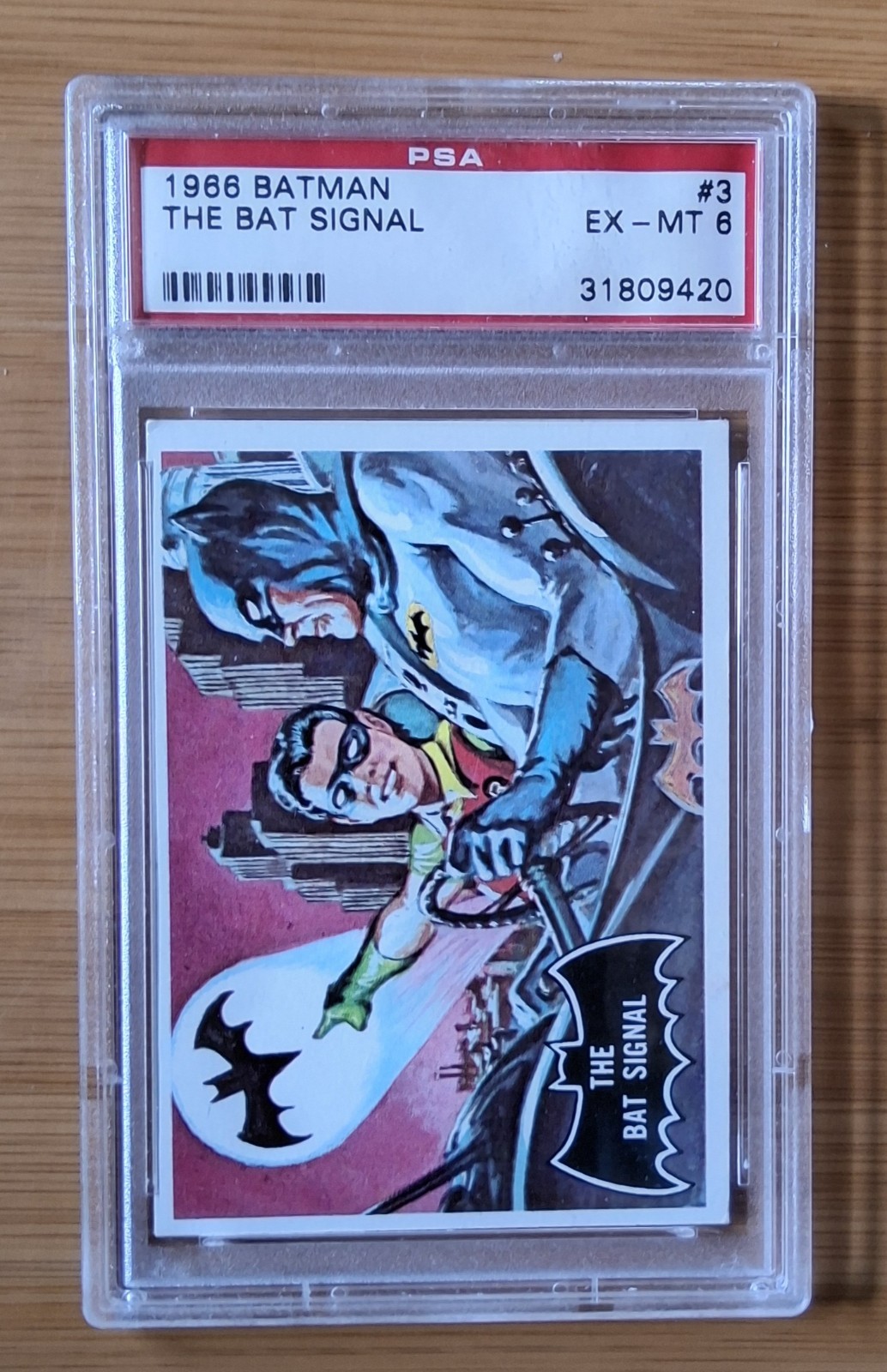1966 Topps BATMAN Trading Card #3 PSA 6 EX-MT, Black Bat, \ 1966 Topps BATMAN Trading Card #3 PSA 6 EX-MT, Black Bat, \