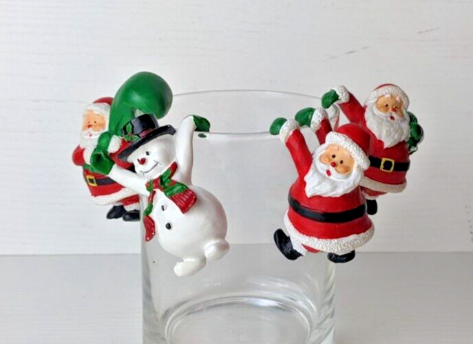 Vintage Christmas Resin Hanging Santa one santa flawed broken hat Vintage Christmas Resin Hanging Santa one santa flawed broken hat