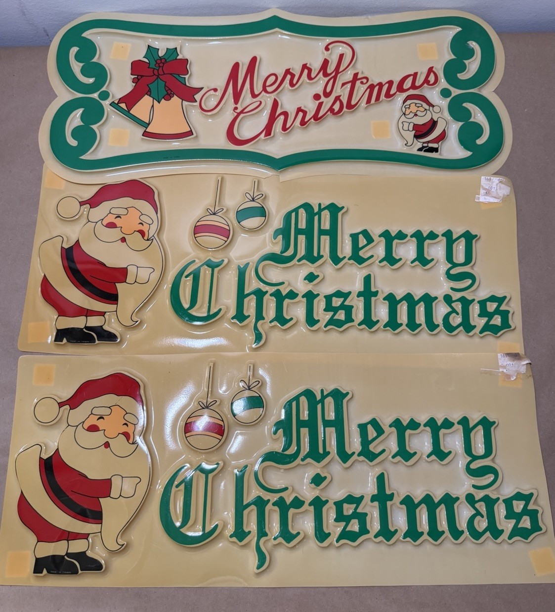 Vintage Christmas Santa Molded Plastic Wall Decor Lot of 3 Retro Merry Christmas