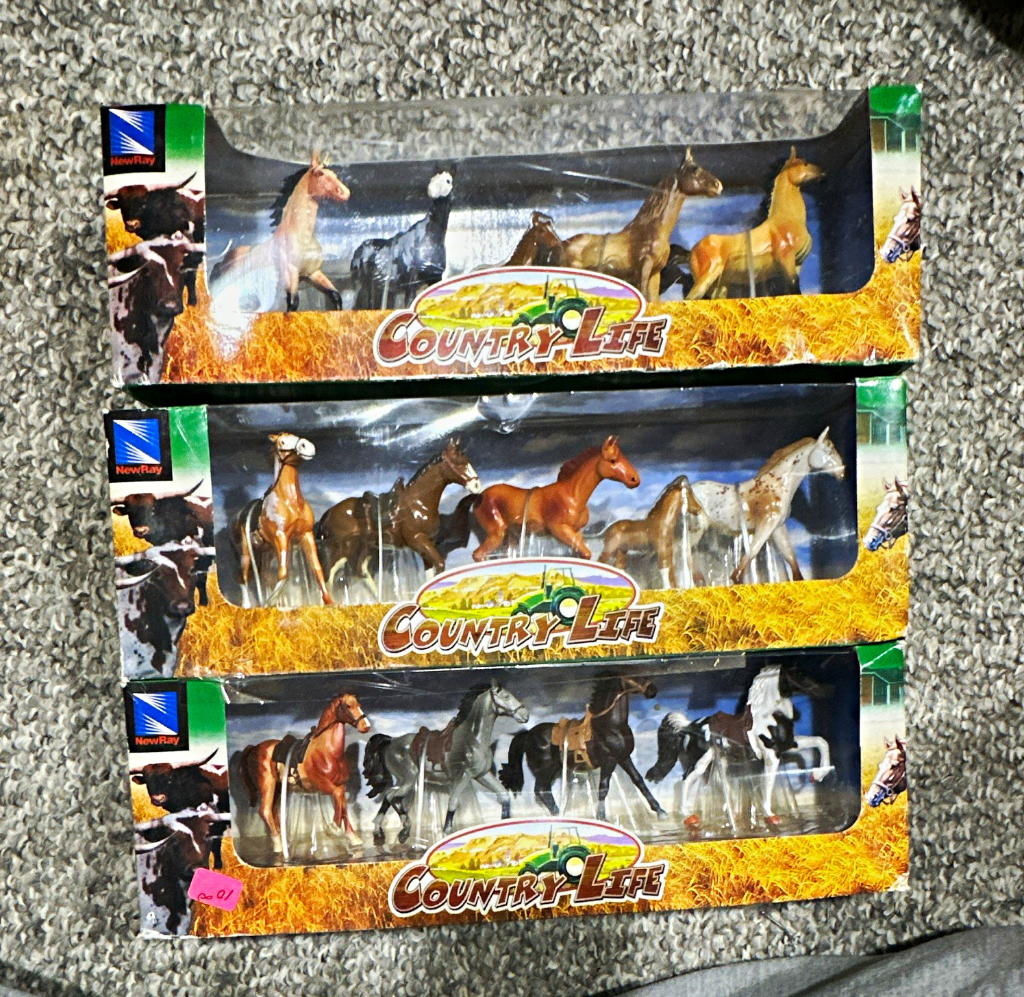 New-Ray Country Life Model Horse Figure Figurine Set, Plastic, 3 Boxes New-Ray Country Life Model Horse Figure Figurine Set, Plastic, 3 Boxes