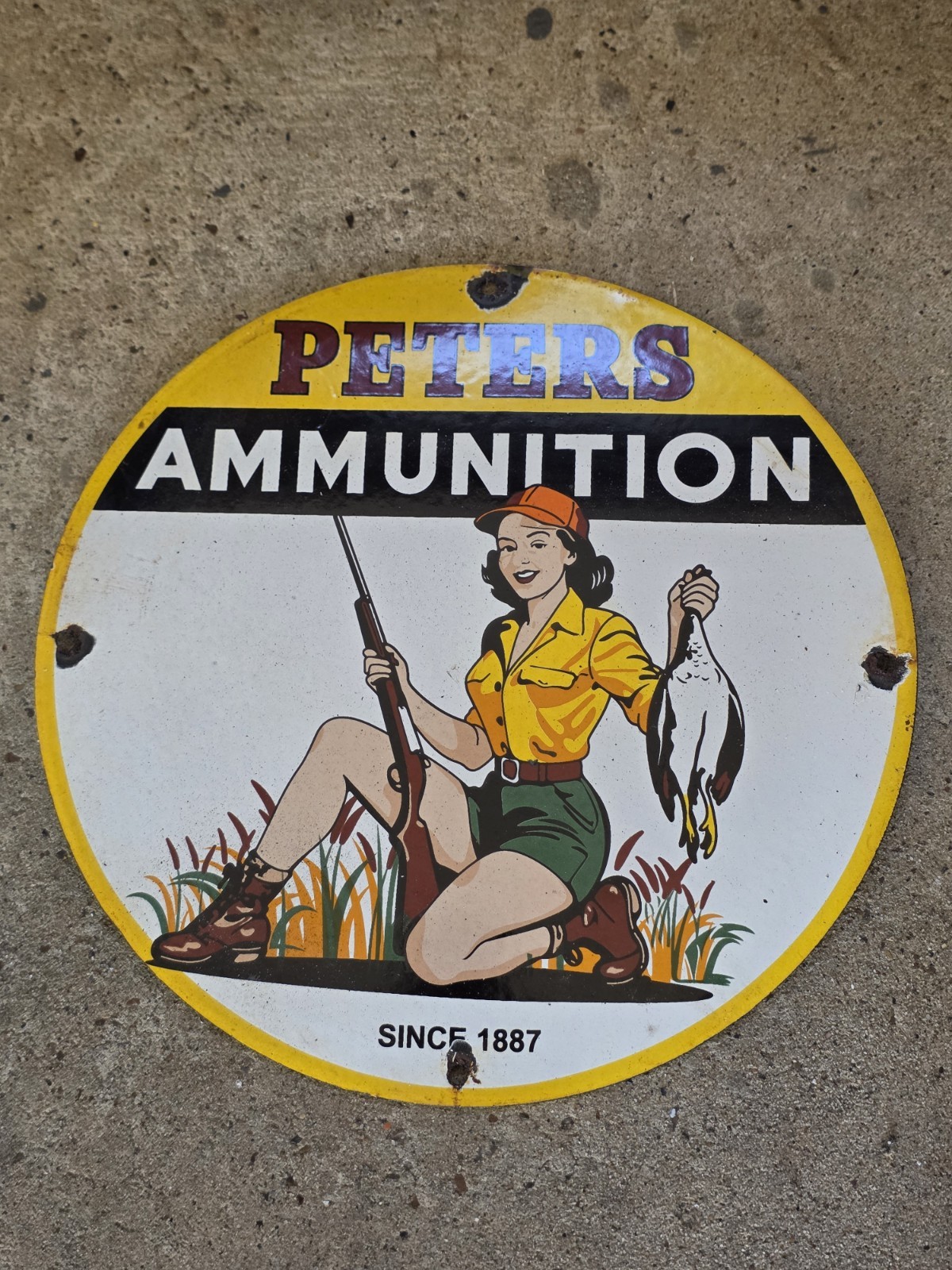 VINTAGE PETERS AMMUNITION SINCE 1887 PORCELAIN SIGN 12 VINTAGE PETERS AMMUNITION SINCE 1887 PORCELAIN SIGN 12
