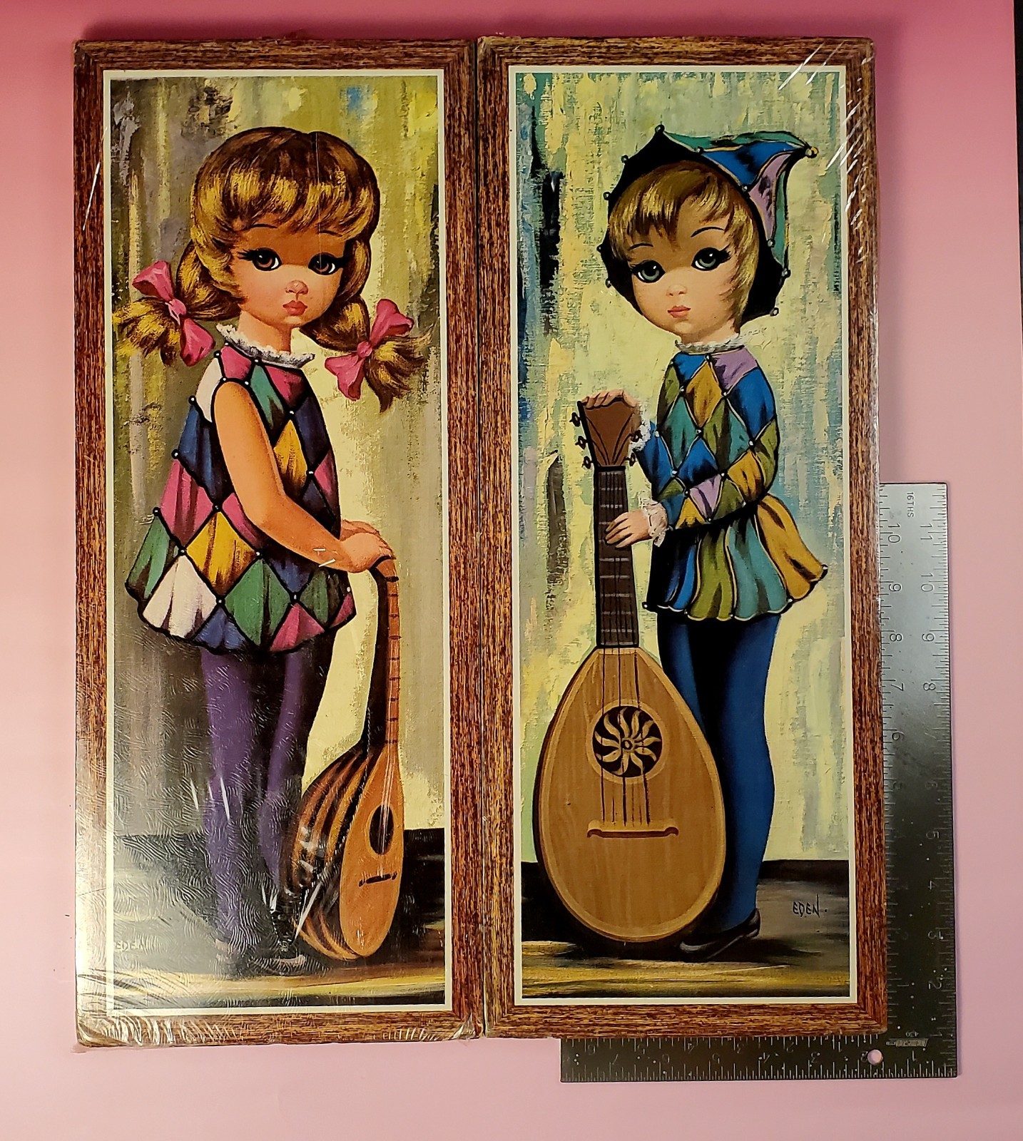 NOS VTG 1960s Eden Big Eye Moppets Boy Girl Lute Plaques Sealed Soroka Sales MCM NOS VTG 1960s Eden Big Eye Moppets Boy Girl Lute Plaques Sealed Soroka Sales MCM