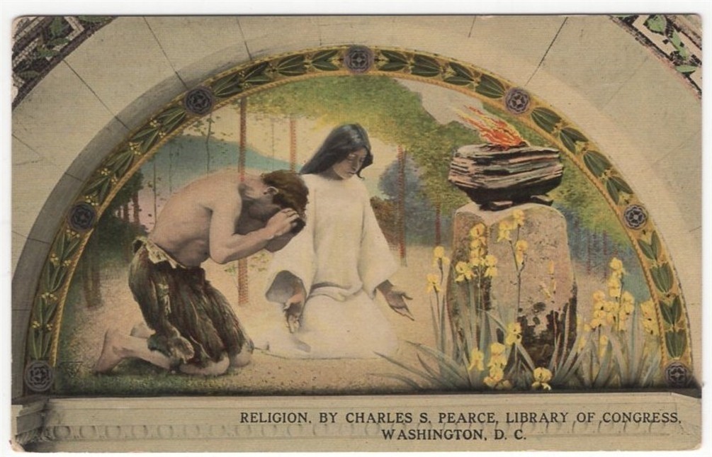 Religion Charles S Pearce Mural Library of Congress Antique Postcard Religion Charles S Pearce Mural Library of Congress Antique Postcard