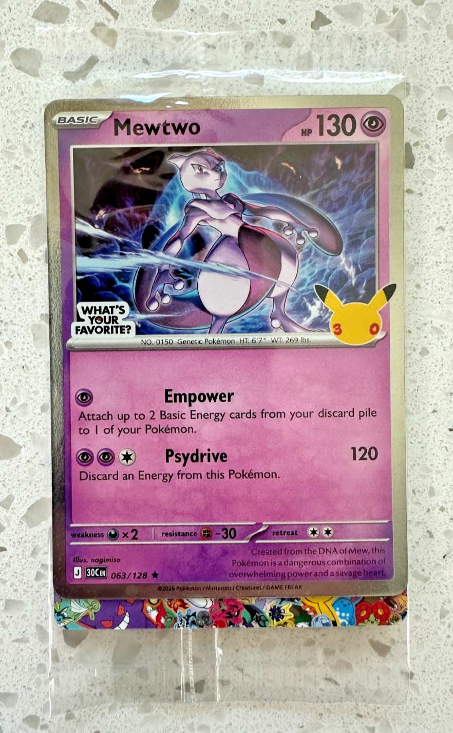 NEW/SEALED Mewtwo Promo with What\'s Your Favorite? and 30th Stamped