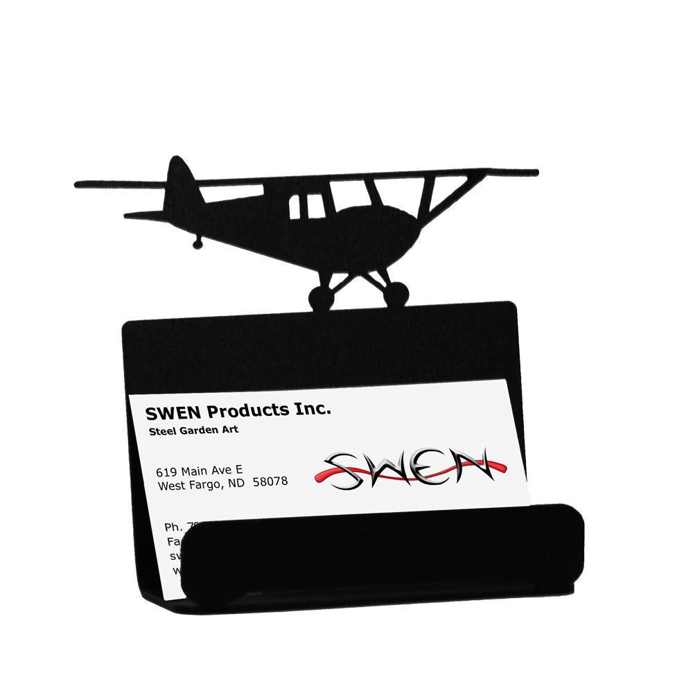 SWEN Products AIRPLANE TAILDRAGGER Black Metal Business Card Holder