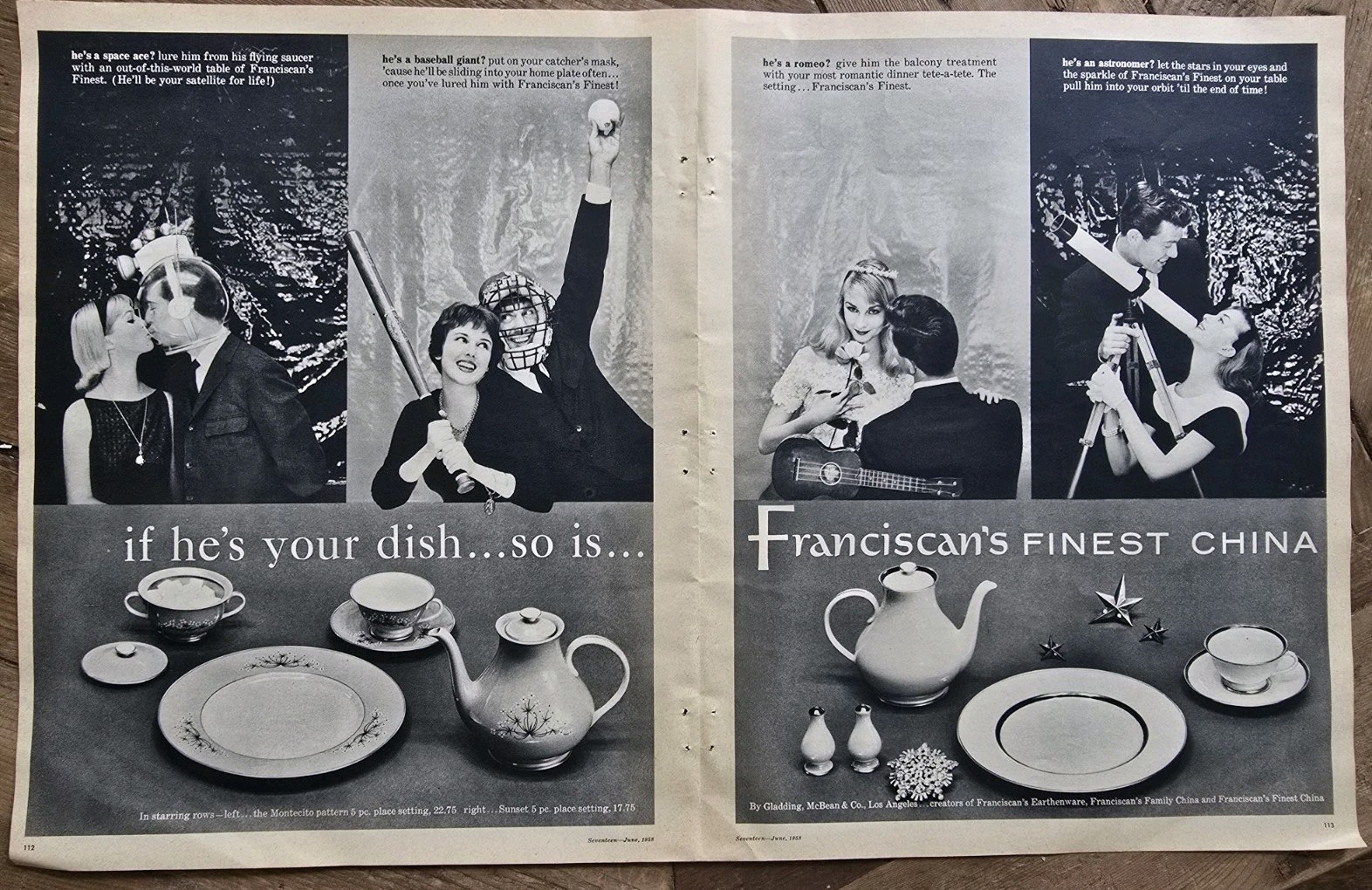 1958 Franciscan China Montecito and Sunset Mid  Century Dish vintage Ad